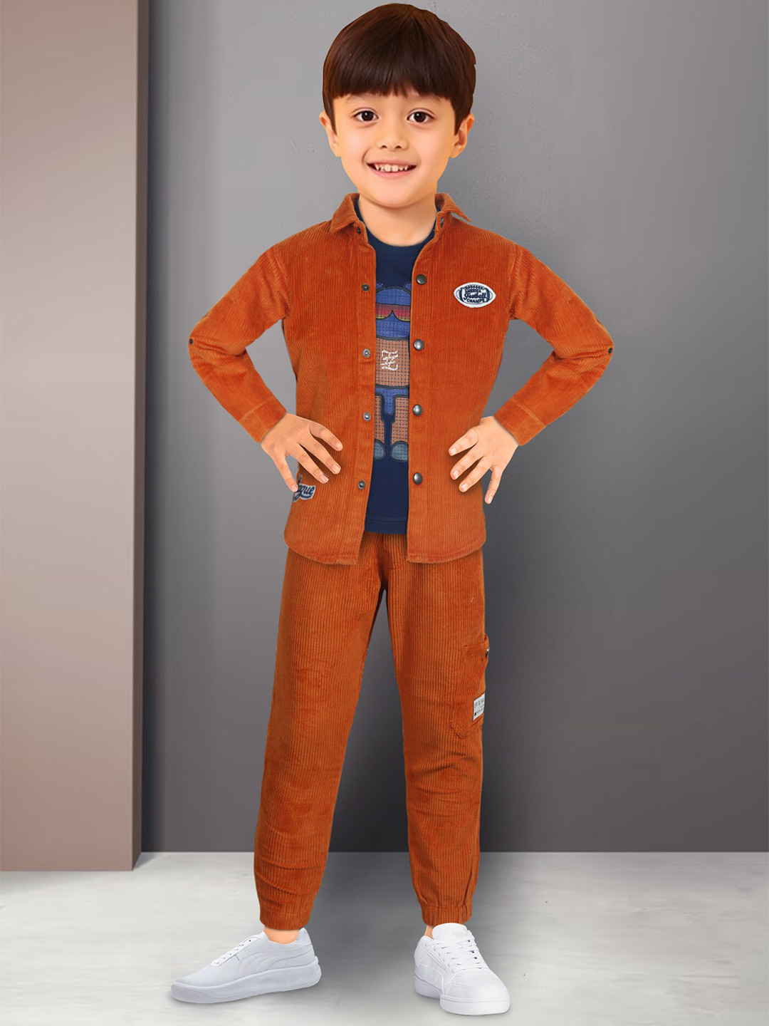 

Toonyport Boys T-shirt and Shirt with Trousers, Orange