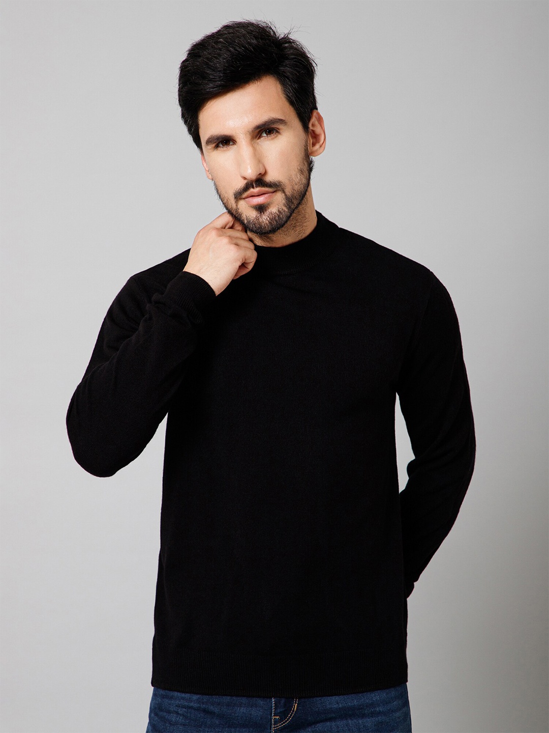 

Cantabil High Neck Acrylic Pullover, Black
