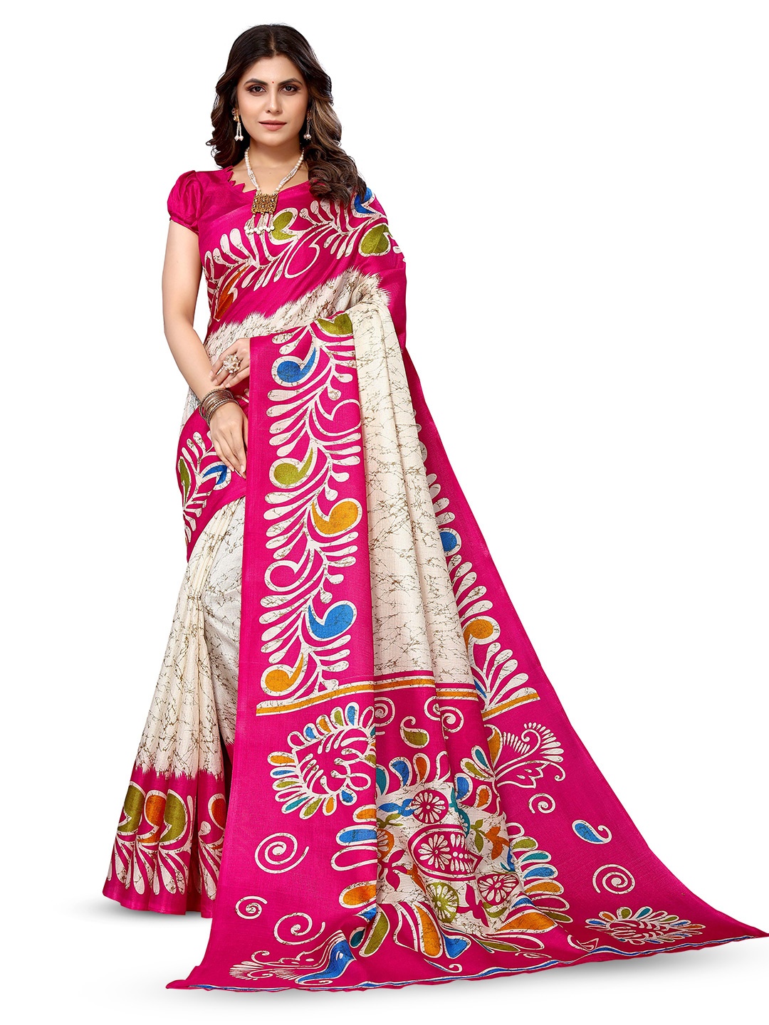 

KALINI Abstract Printed Saree, Pink