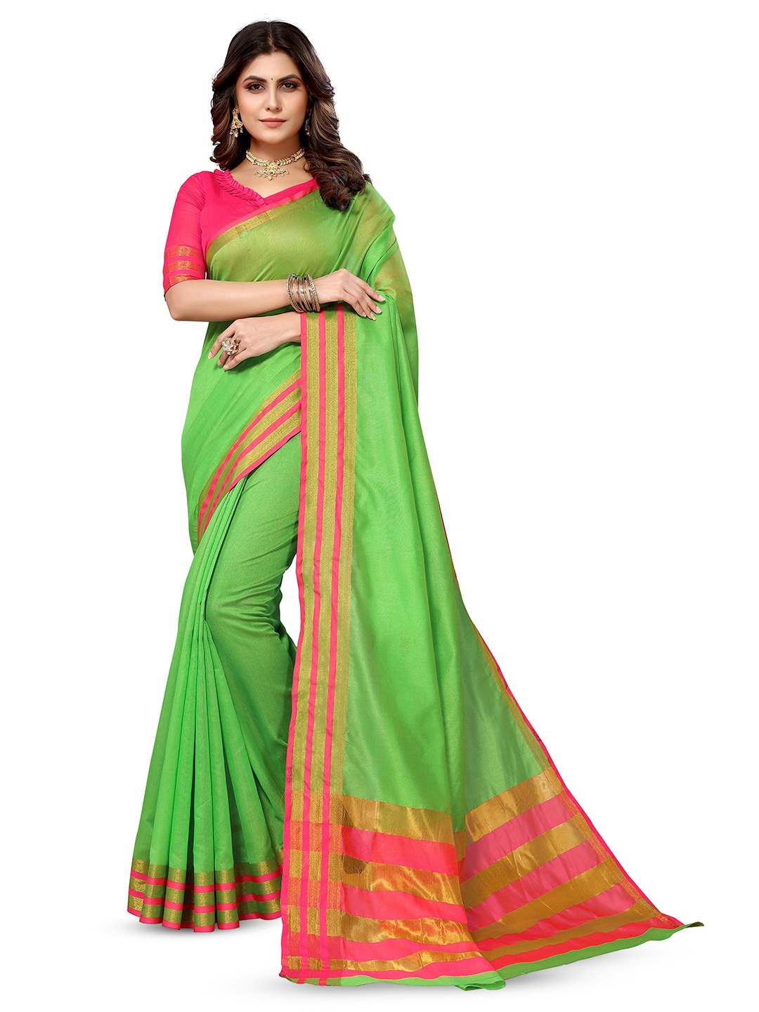 

KALINI Zari Detail Saree, Sea green