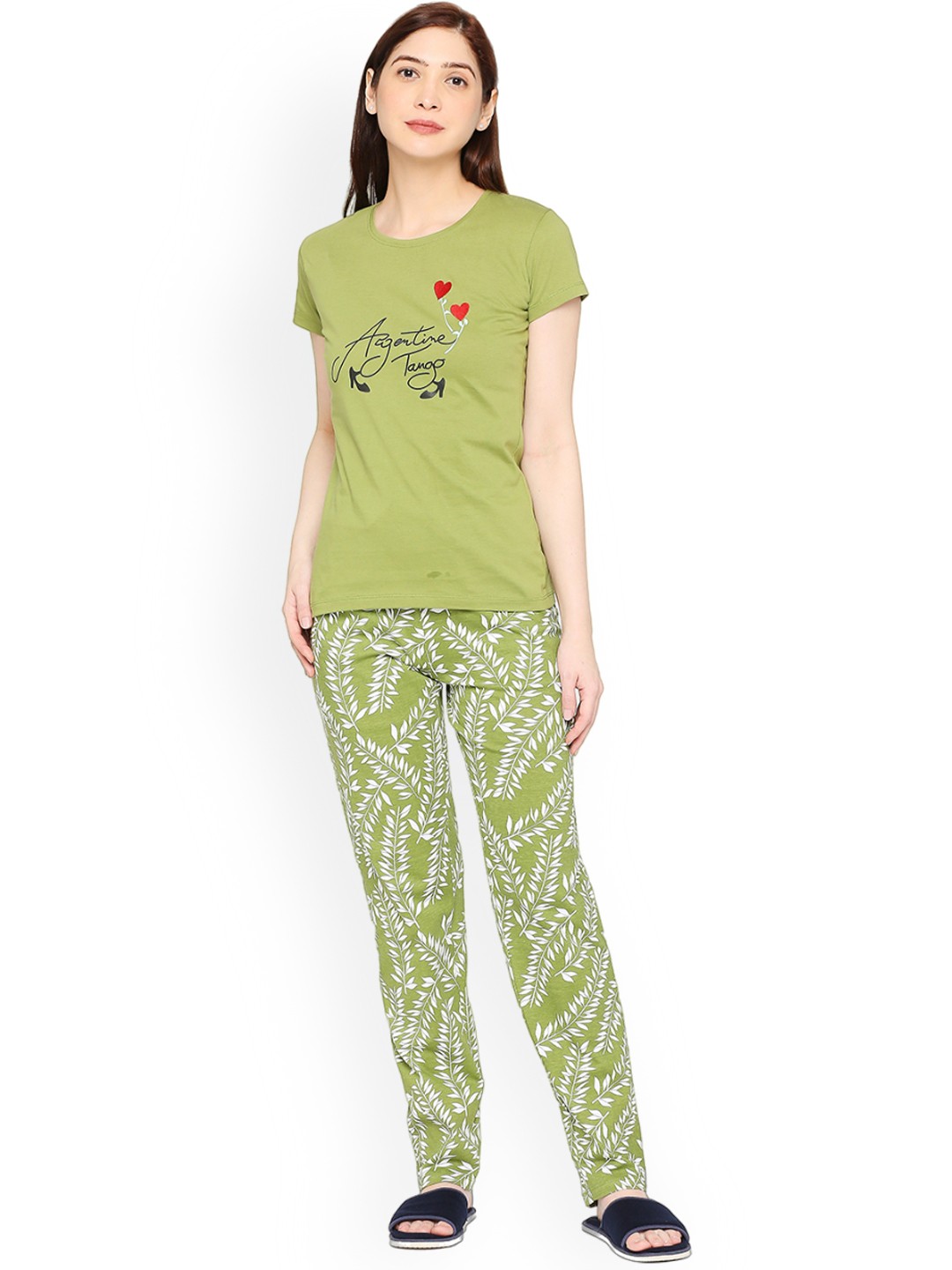 

zebu Typographic Printed Round Neck Short Sleeves Pure Cotton T-shirt & Pyjamas, Sea green