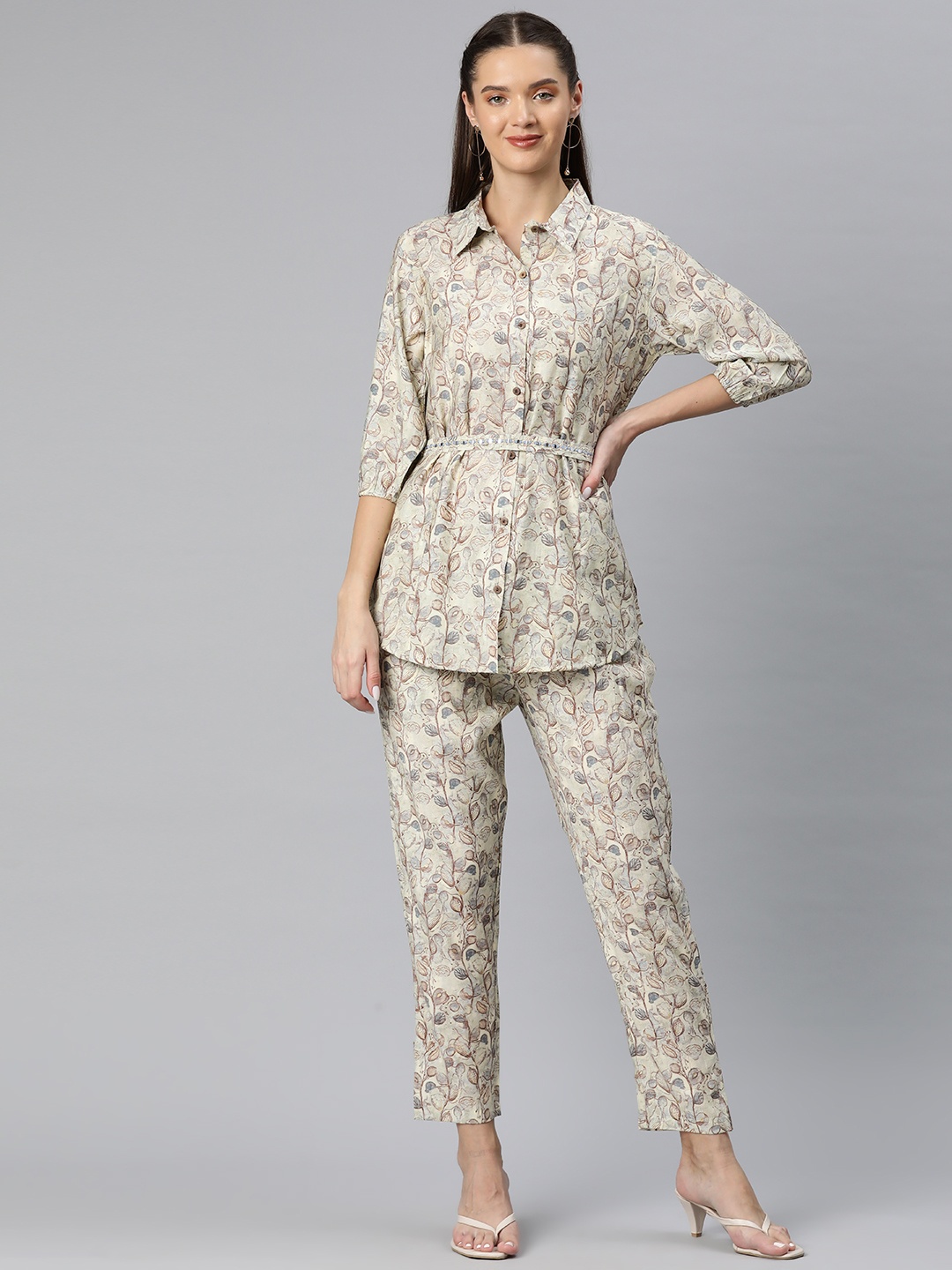 

Readiprint Printed Co-Ords with Belt, Grey