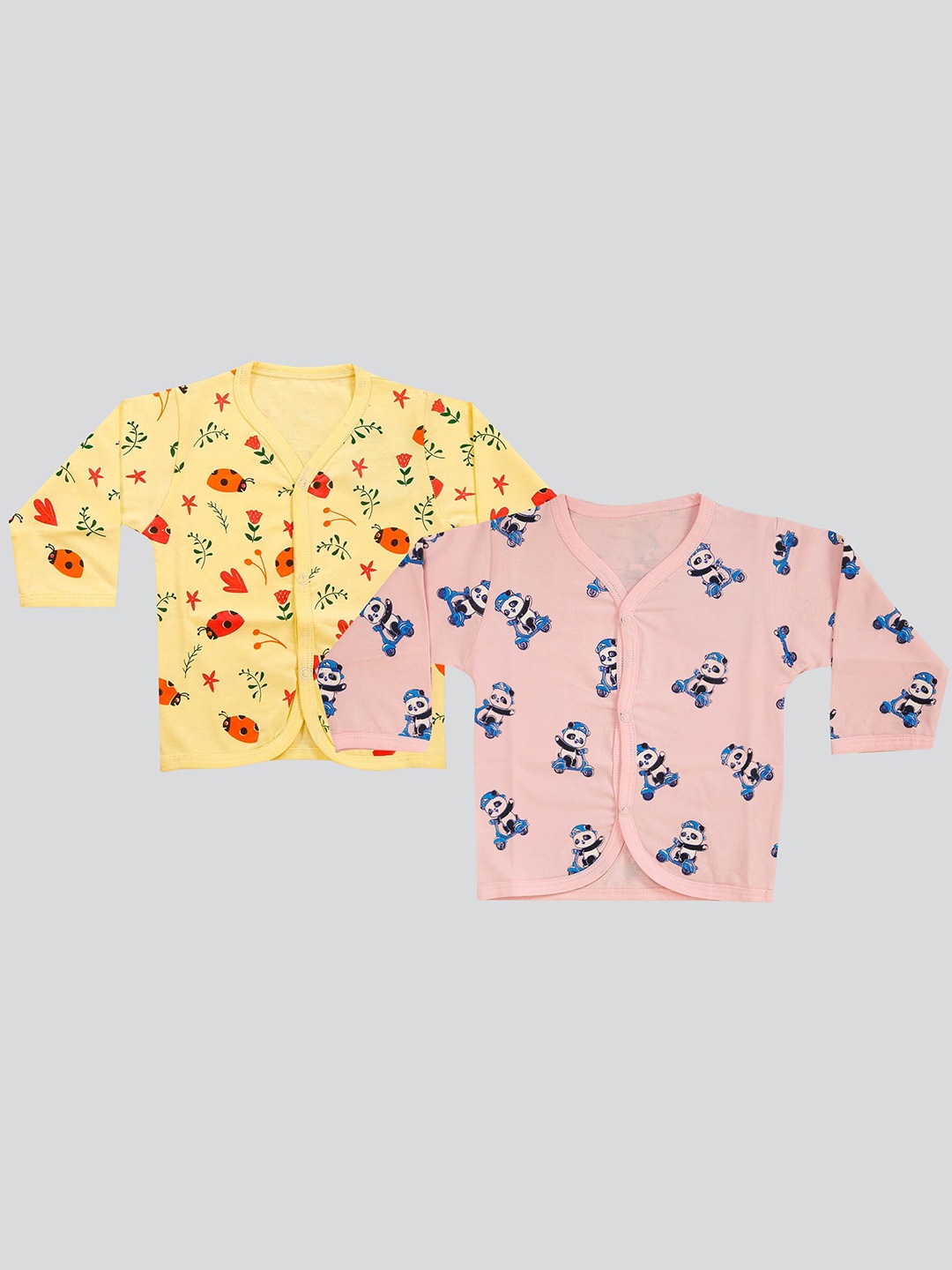 

Mojua Infant Kids Pack of 2 Printed Cotton Jhabla, Rose