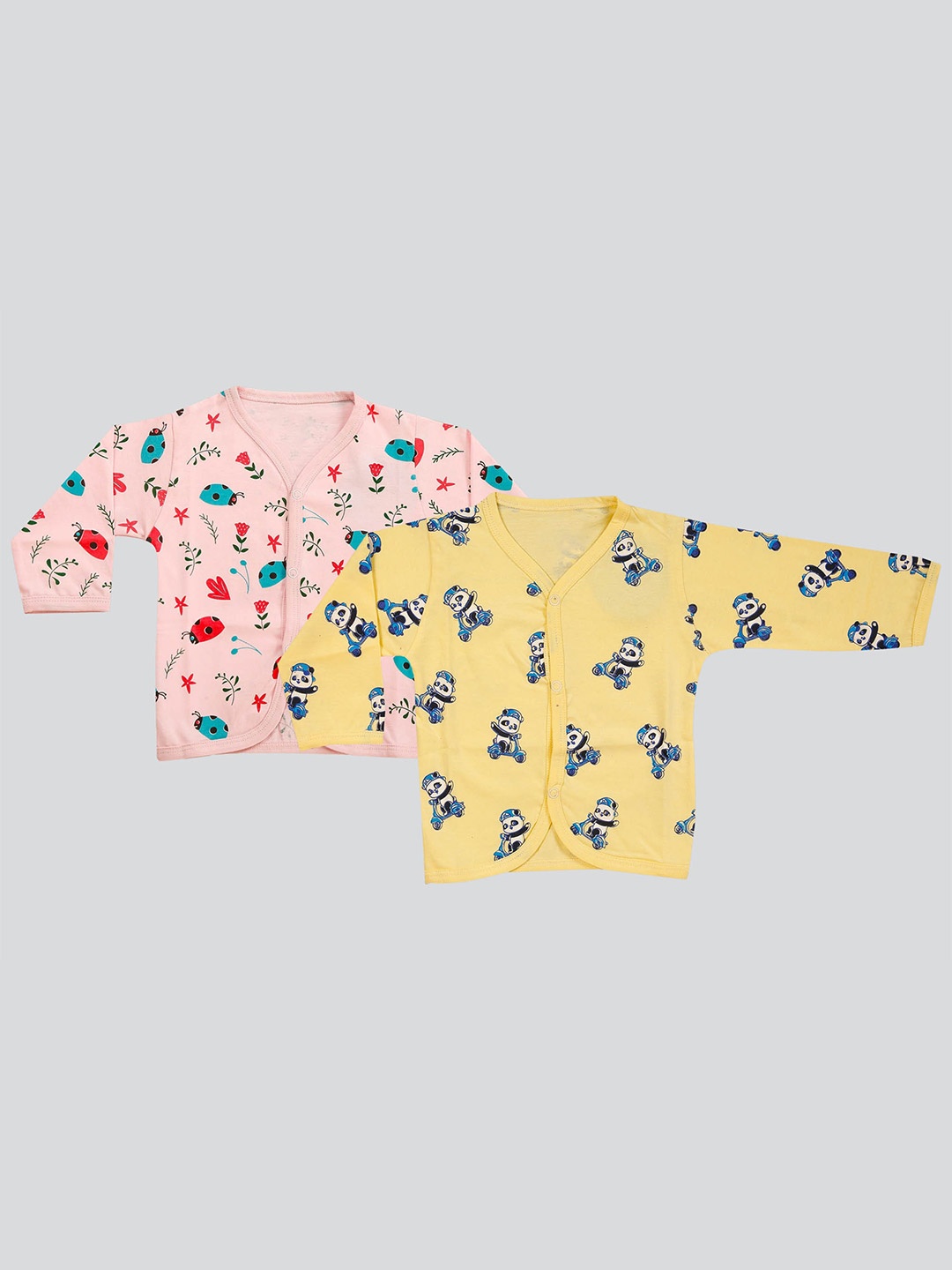 

Mojua Infants Pack Of 2 Printed Cotton Jhablas, Yellow
