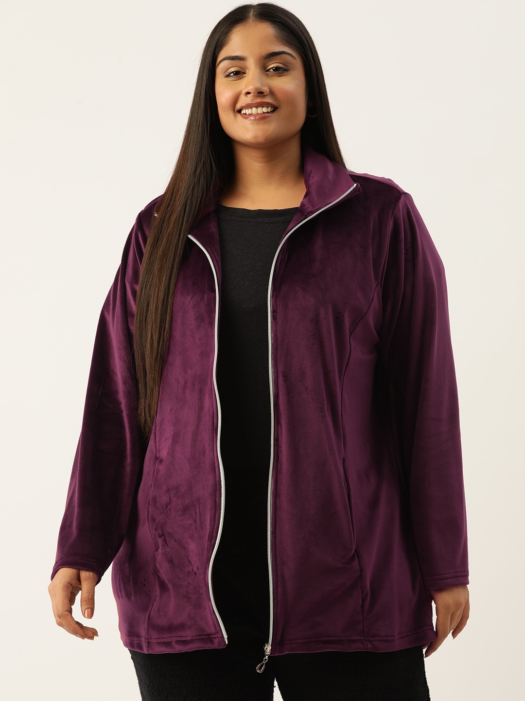 

theRebelinme Women Plus Size Lightweight Longline Sporty Jacket, Burgundy