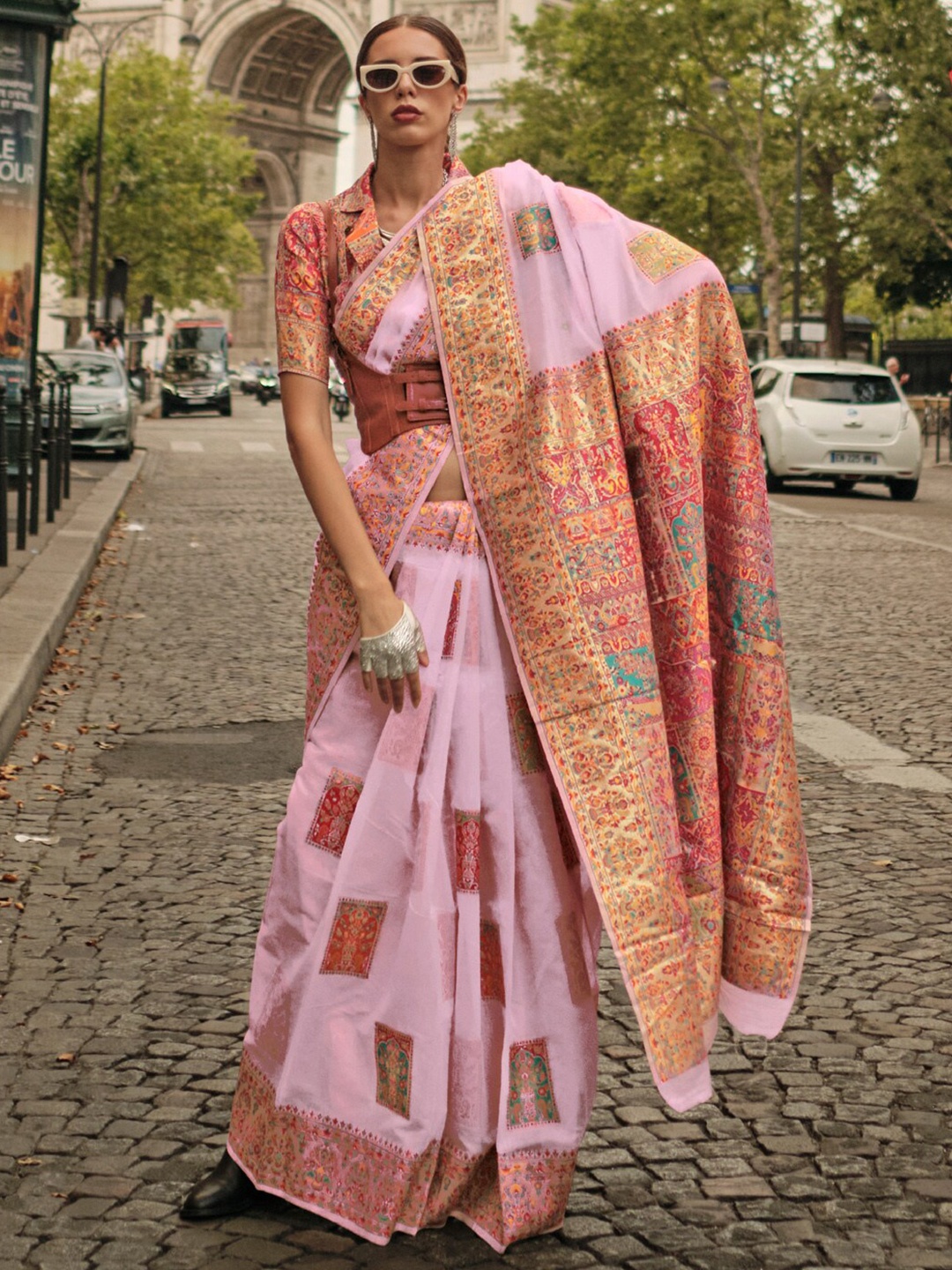 

Saree mall Floral Woven Design Banarasi Saree, Mauve