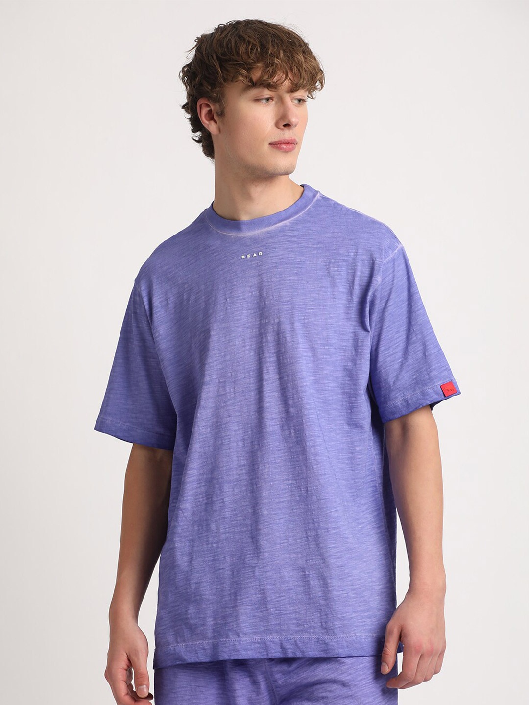 

THE BEAR HOUSE Self Designed Pure Cotton T-Shirt, Purple
