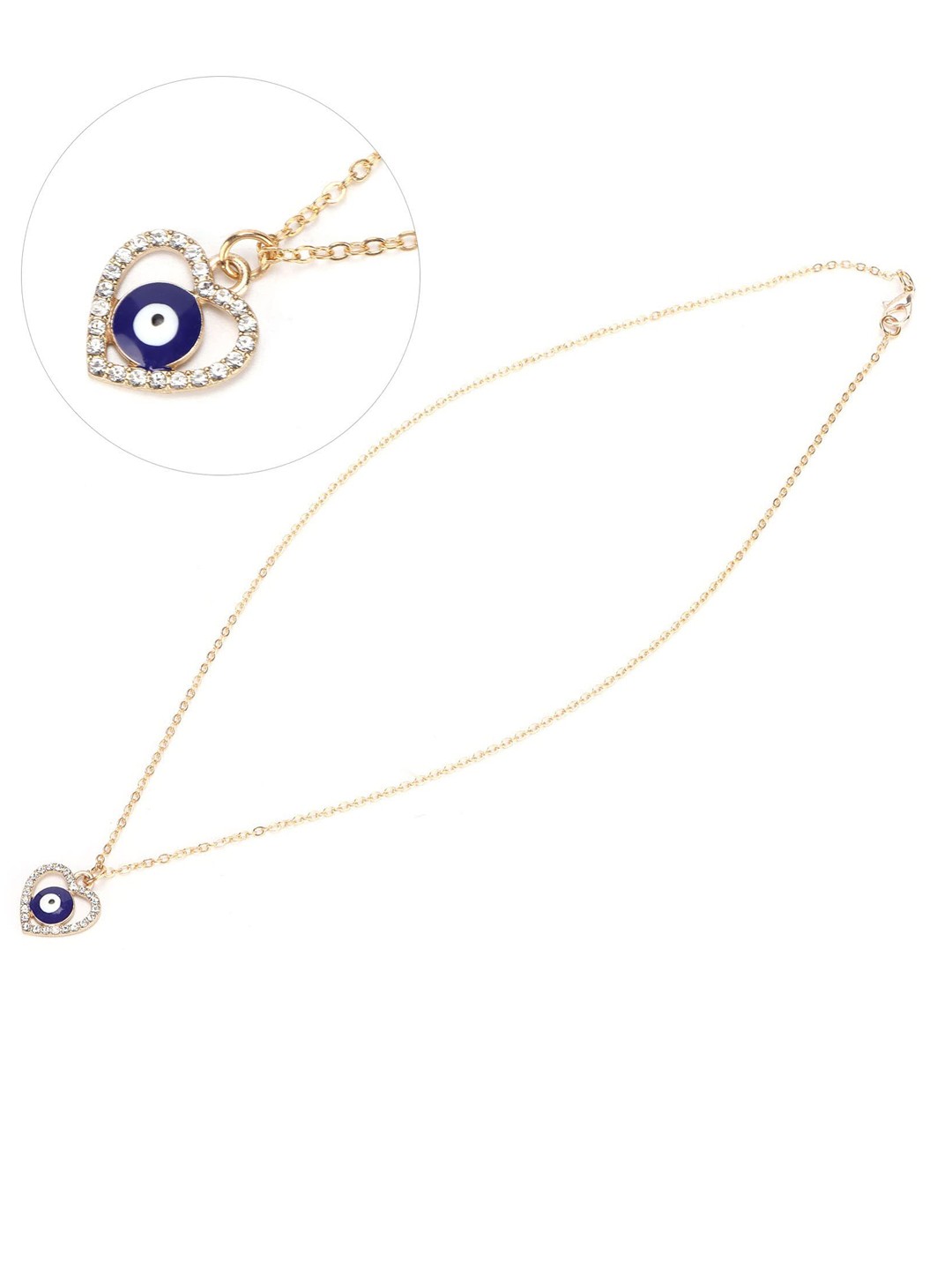 

FIMBUL Gold-Plated Artificial Stones-Studded Heart Shaped Pendants With Chain