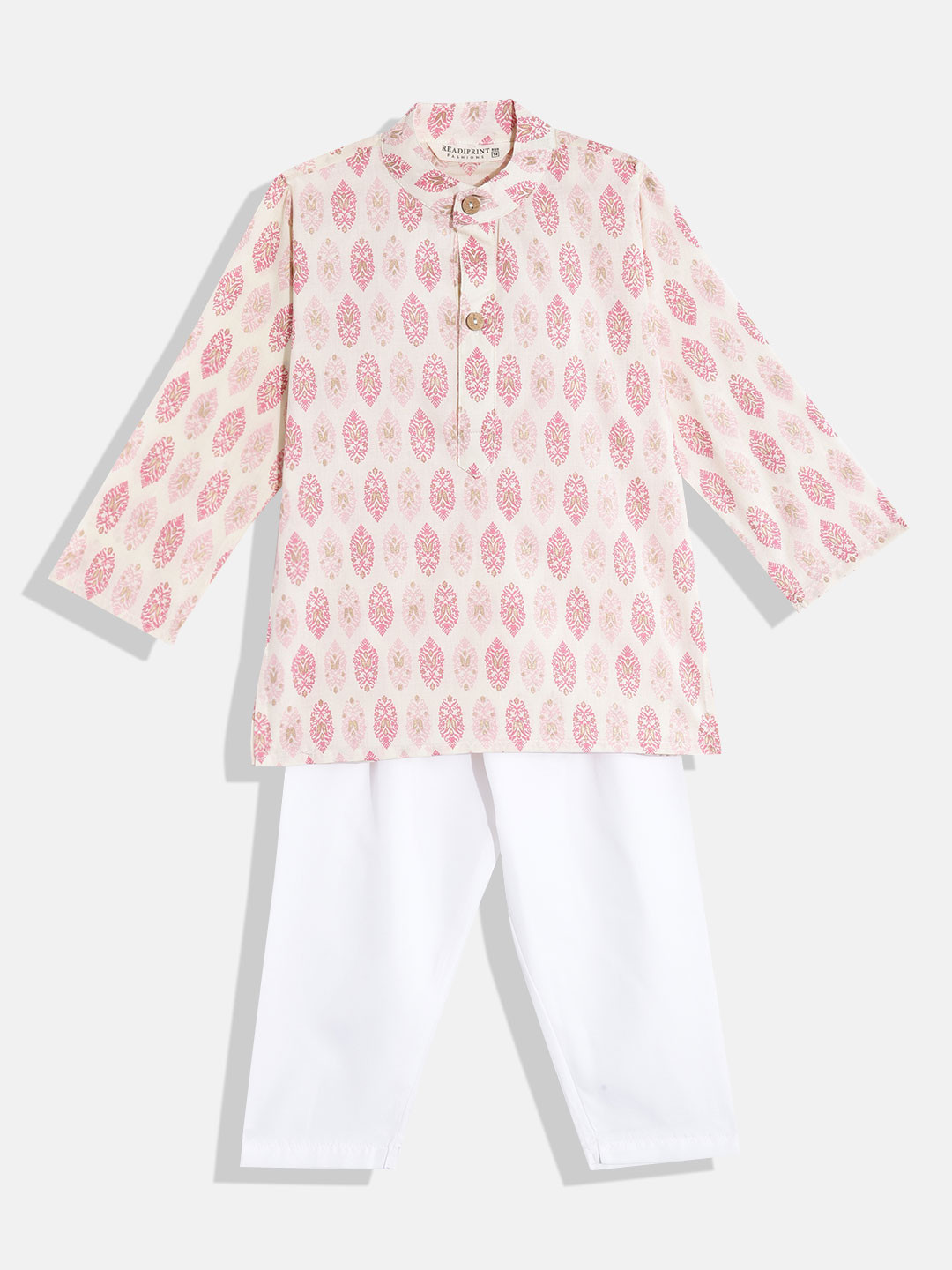 

Readiprint Fashions Boys Ethnic Motifs Printed Regular Pure Cotton Kurta with Pyjamas, Pink