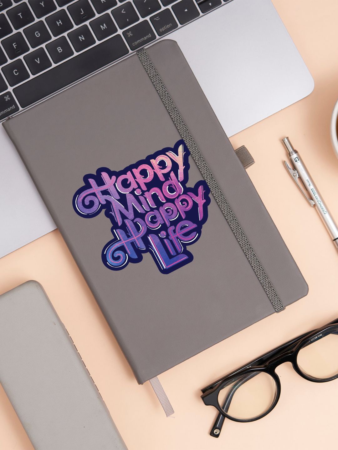 

Doodle A5 Printed PU Leather Hardbound Ruled Notebook, Grey