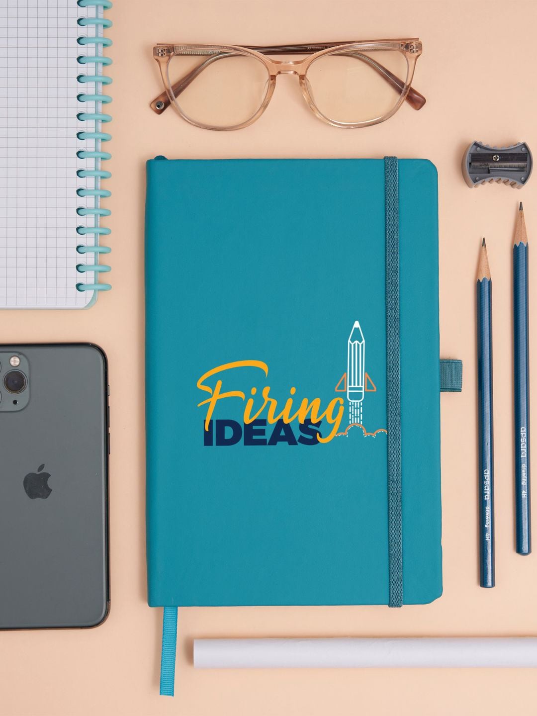 

Doodle ProSeries Executive A5 Hardbound Ruled Notebook With Pen Loop, Turquoise blue