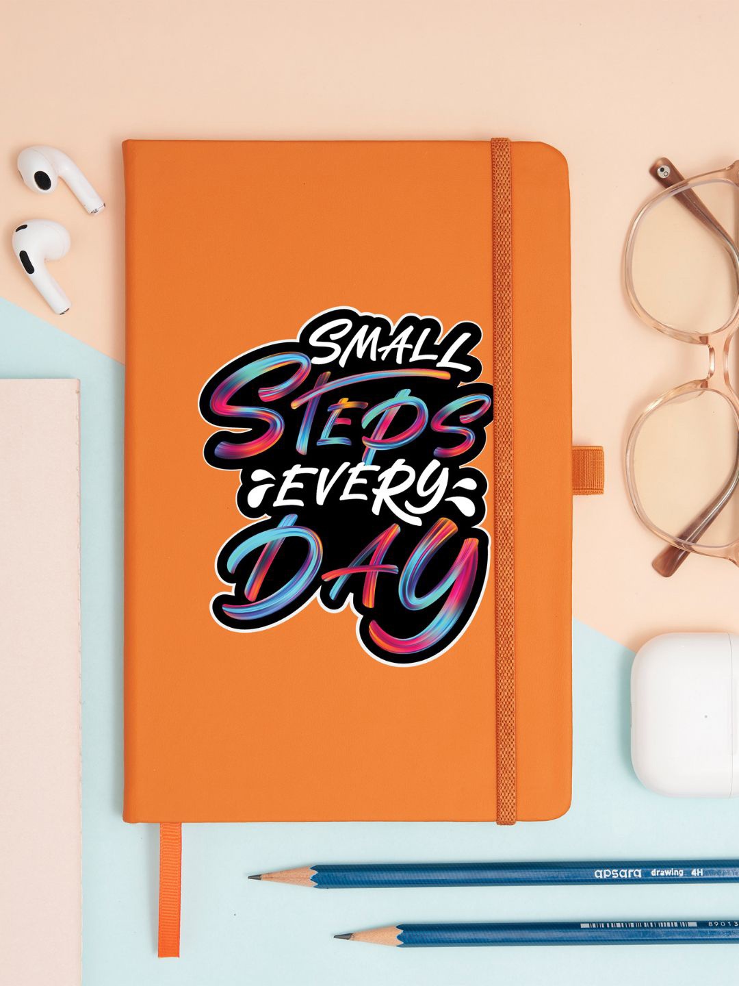 

Doodle Pro Series Executive A5 Leather Hardbound Ruled Notebook& Pen Loop, Orange