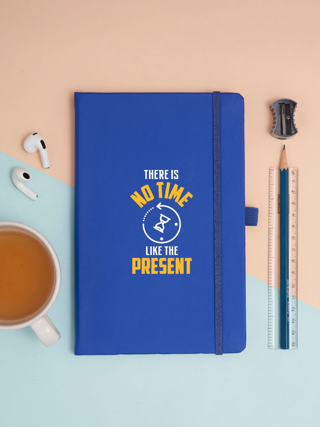 

Doodle A5 Leather Hardbound Ruled Notebook With Pen Loop, Blue