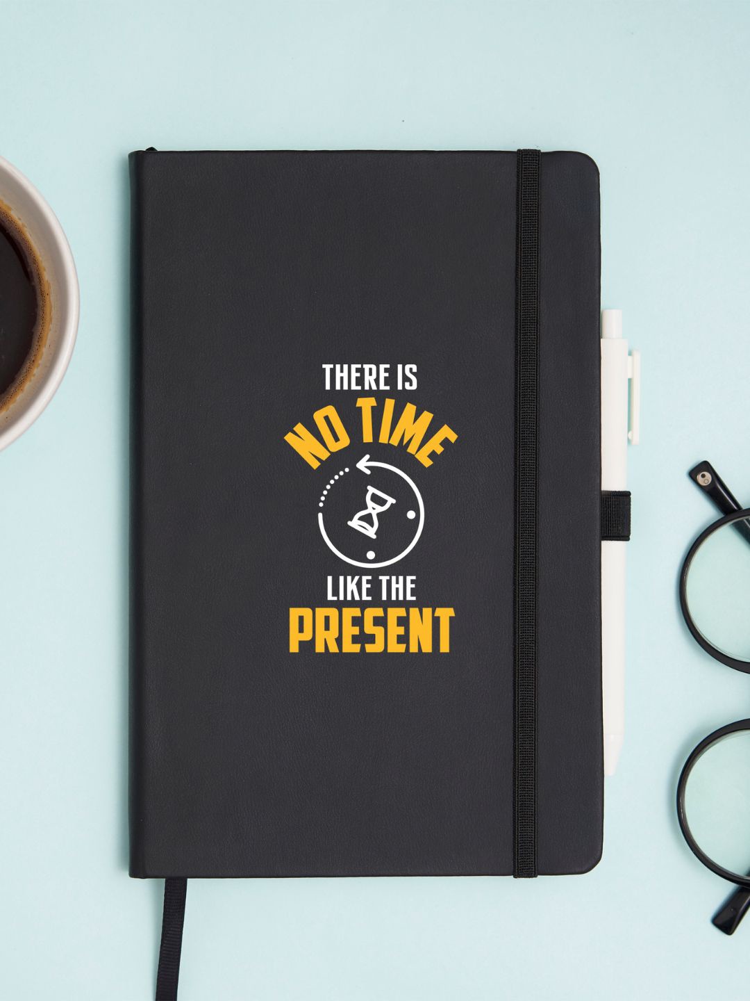 Doodle Typography Printed Notebook, Black