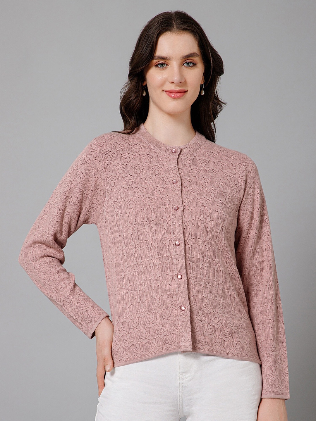 

Cantabil Ethnic Motifs Self Design Acrylic Cardigan, Pink