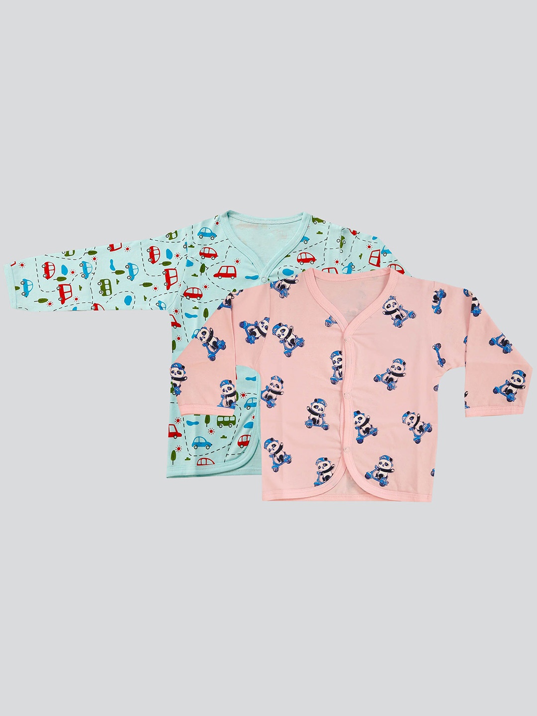 

Mojua Infant Kids Pack of 2 Printed Cotton Jhabla, Turquoise blue