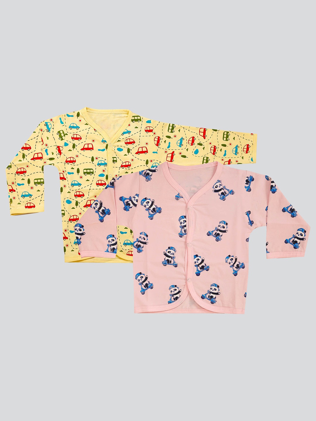 

Mojua Infants Pack Of 2 Printed Cotton Jhablas, Pink