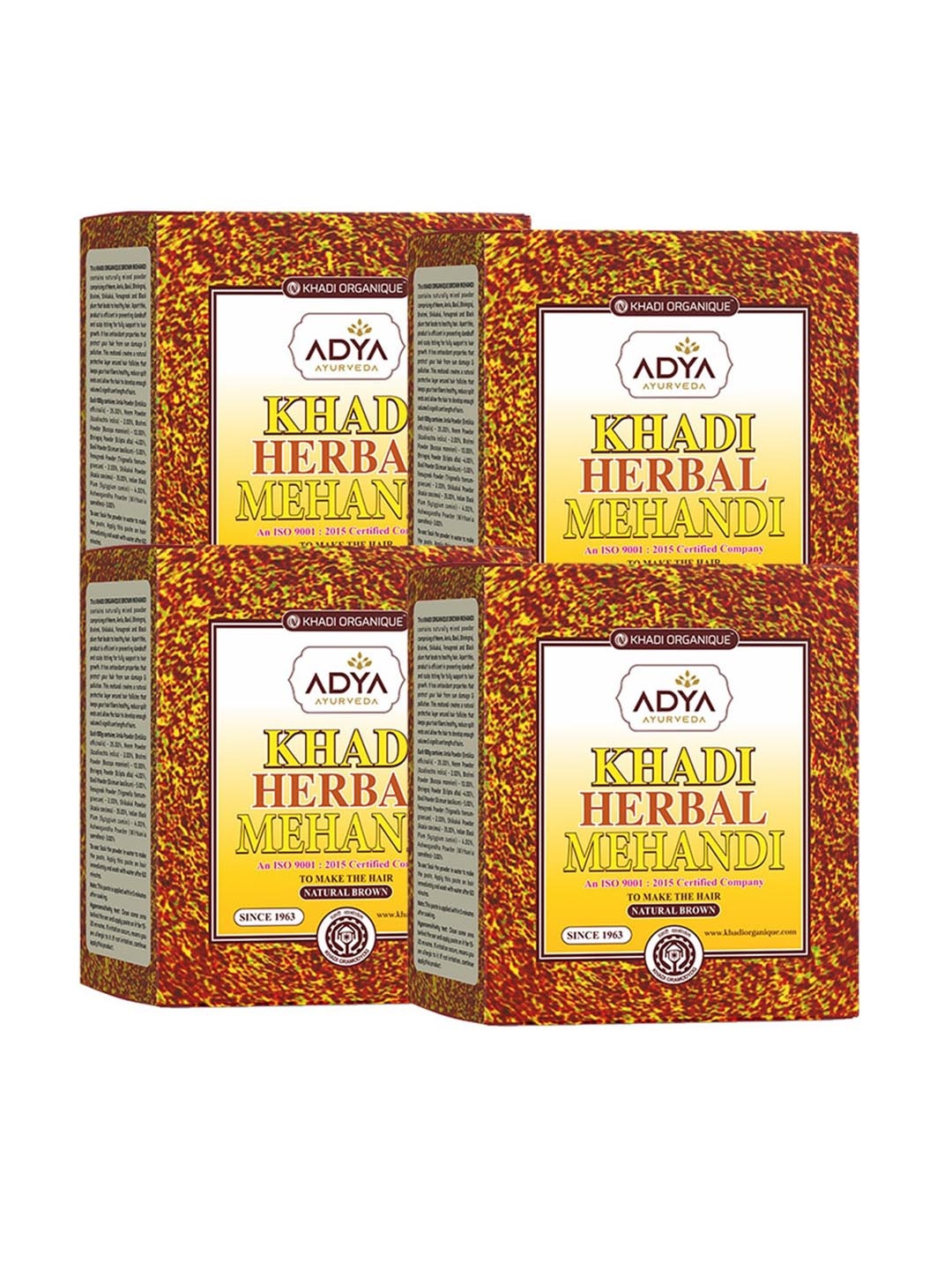 

Khadi Organique Set Of 4 Herbal Mehndi 80g Each - Natural Brown, Na