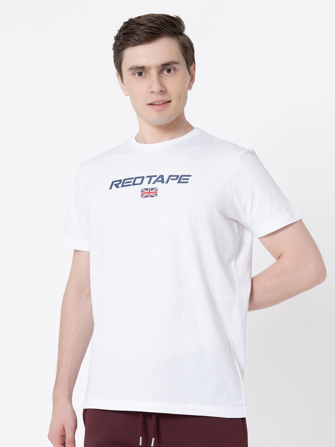 

Red Tape Typography Printed Pure Cotton T-shirt, White