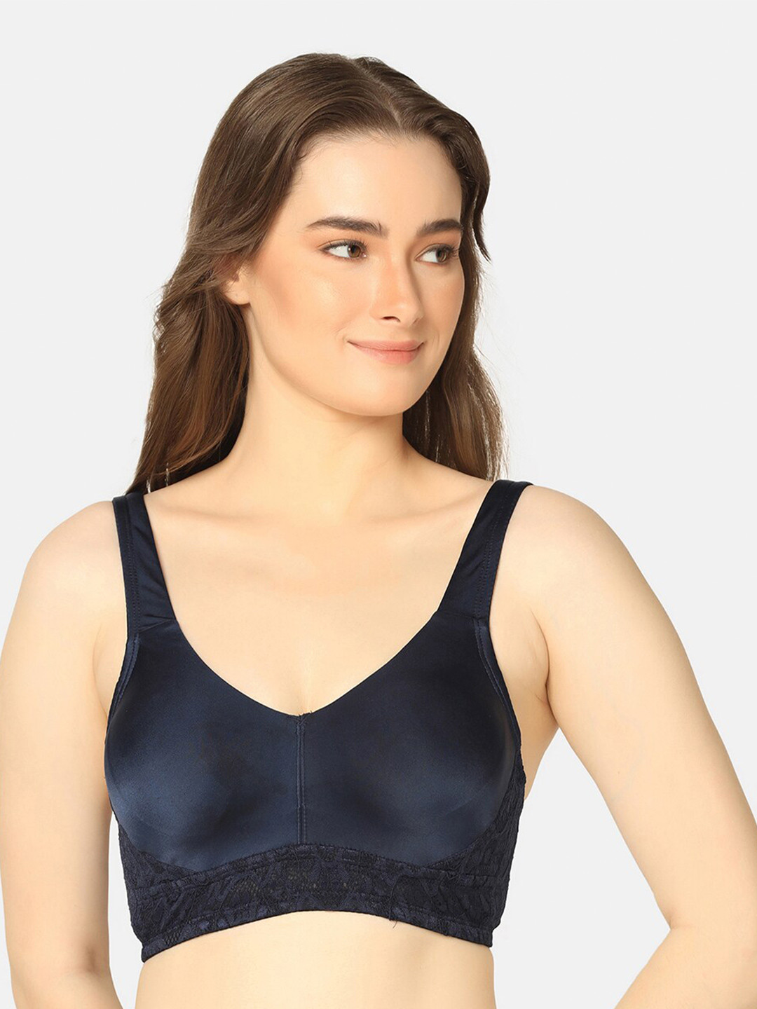 

Curvy Love Full Coverage Non Padded No Saga Everyday Bra With All Day Comfort, Navy blue