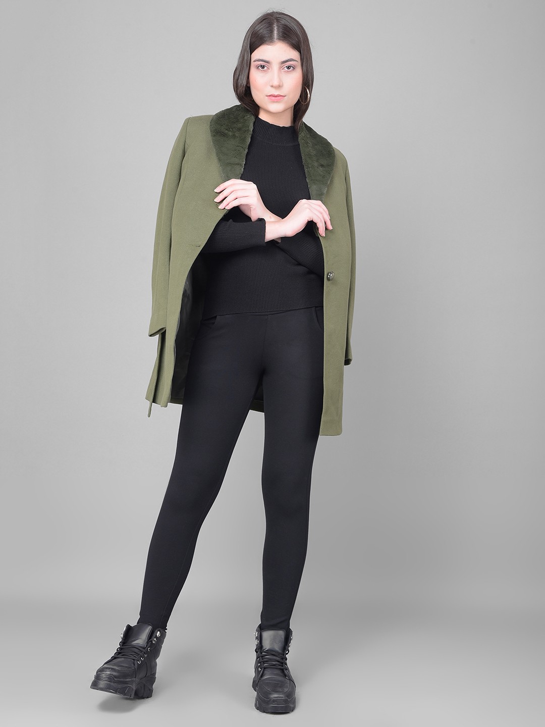 

Crimsoune Club Single-Breasted Trench Coat, Olive