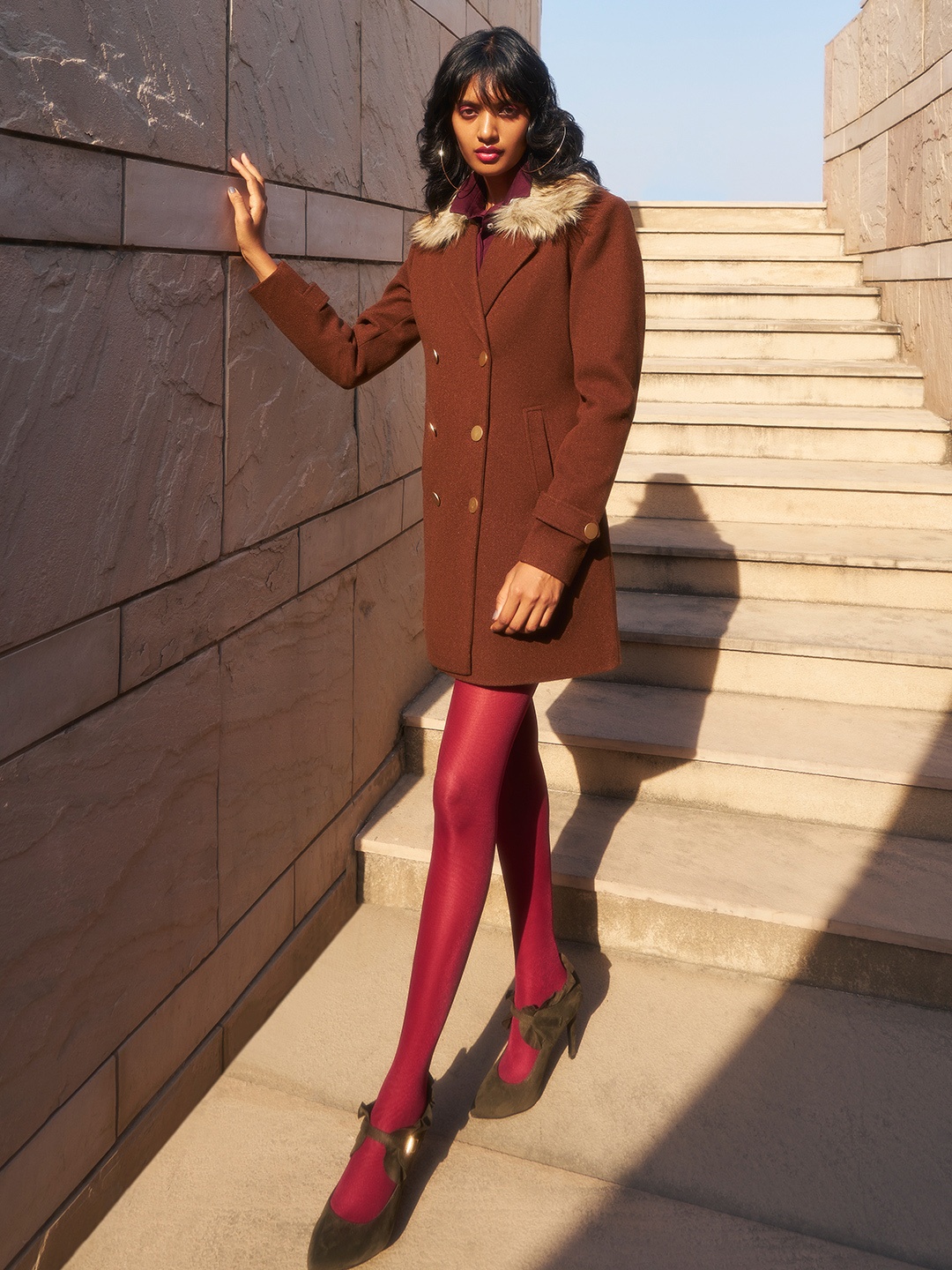 

Crimsoune Club Slim-Fit Double-Breasted Overcoat, Brown