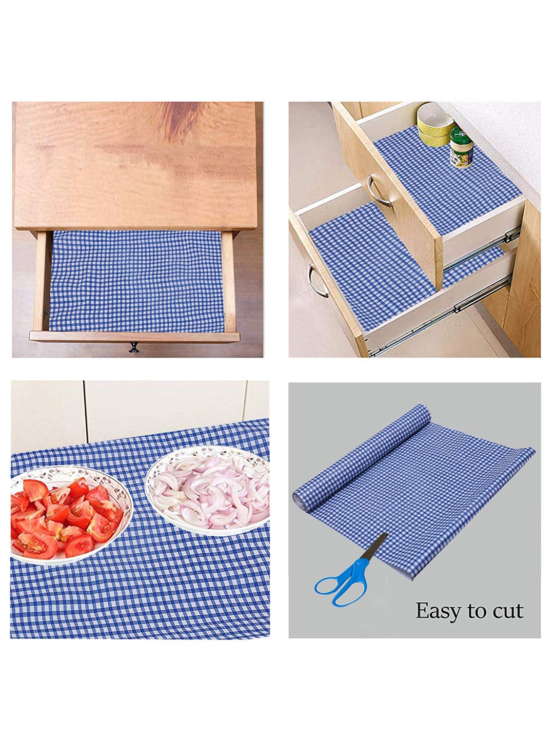 

Dakshya Industries Blue Checked Anti Slip Self Cover Roll