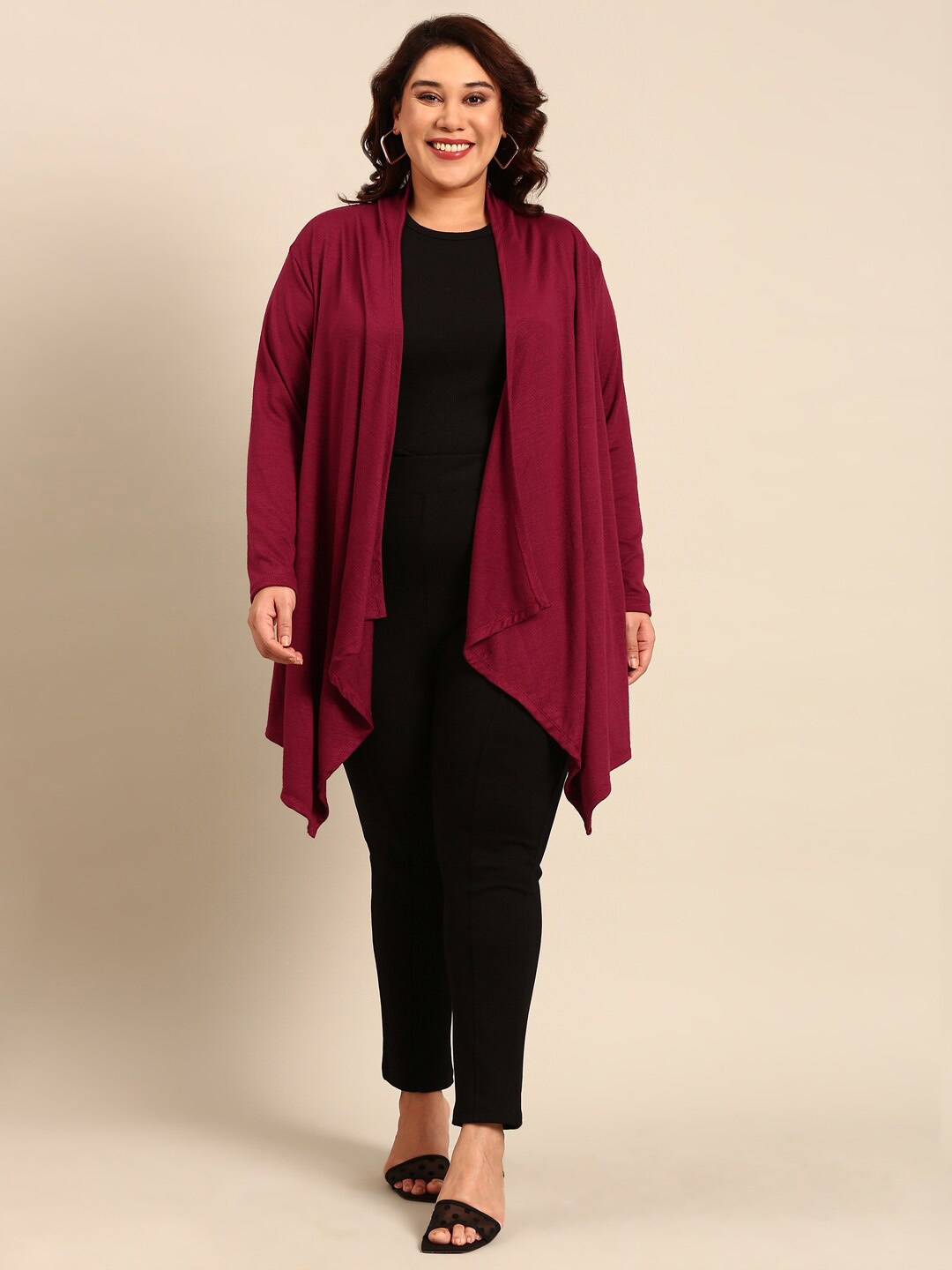 

The Pink Moon Plus Size Open-Front Shrug, Magenta