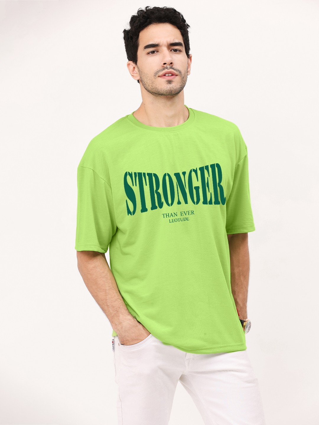 

Leotude Typography Printed Oversized T-shirt, Green