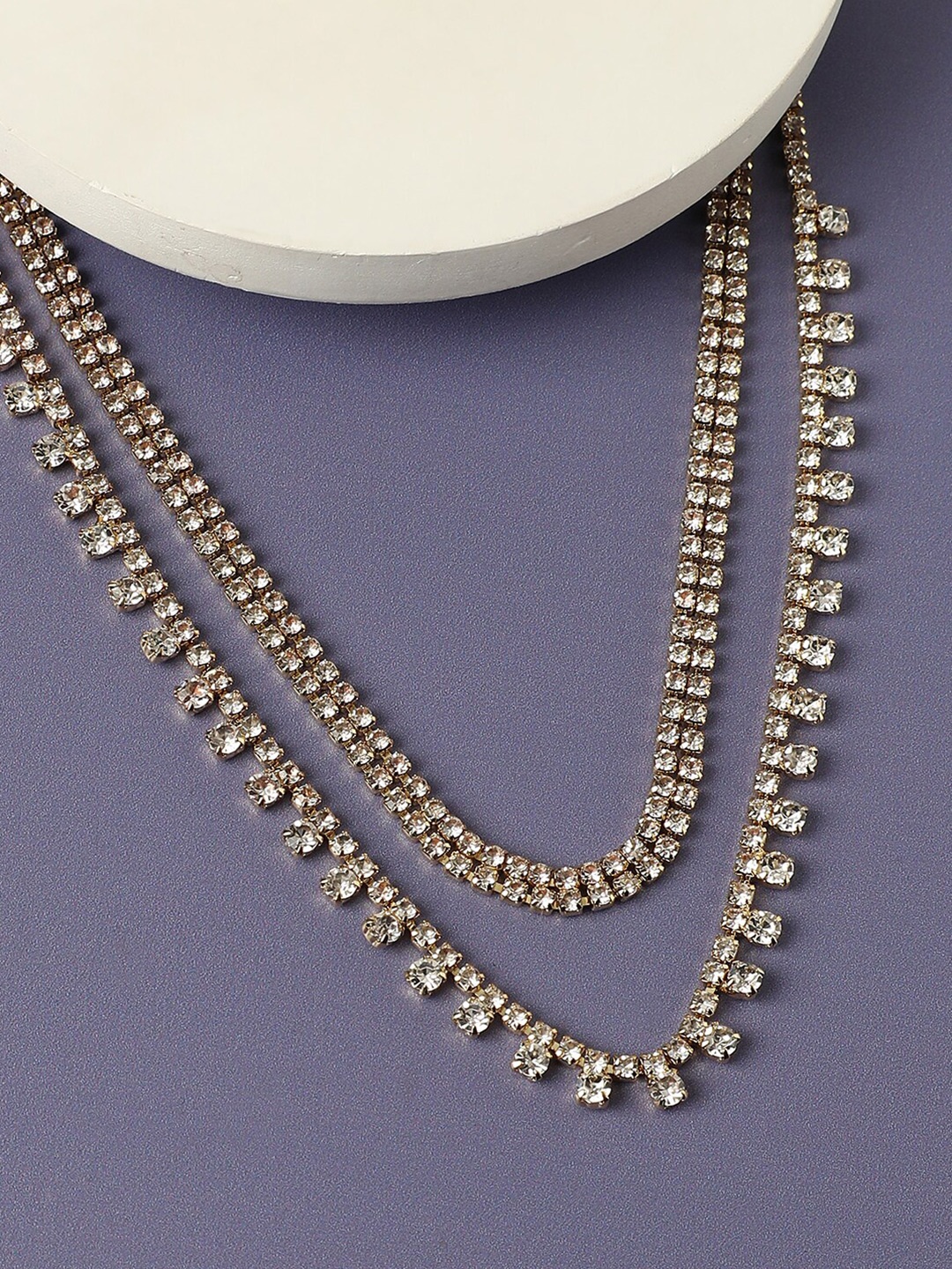 

SOHI Silver-Plated Artificial Stones Necklace, Gold