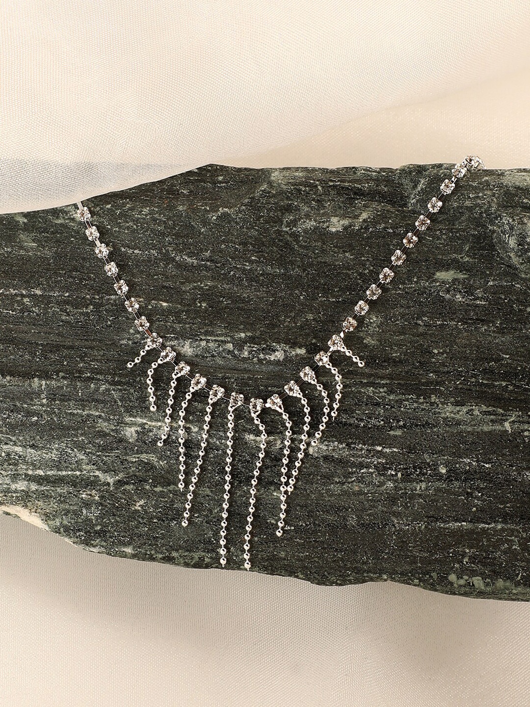 

SOHI Silver-Plated Artificial Stones Necklace