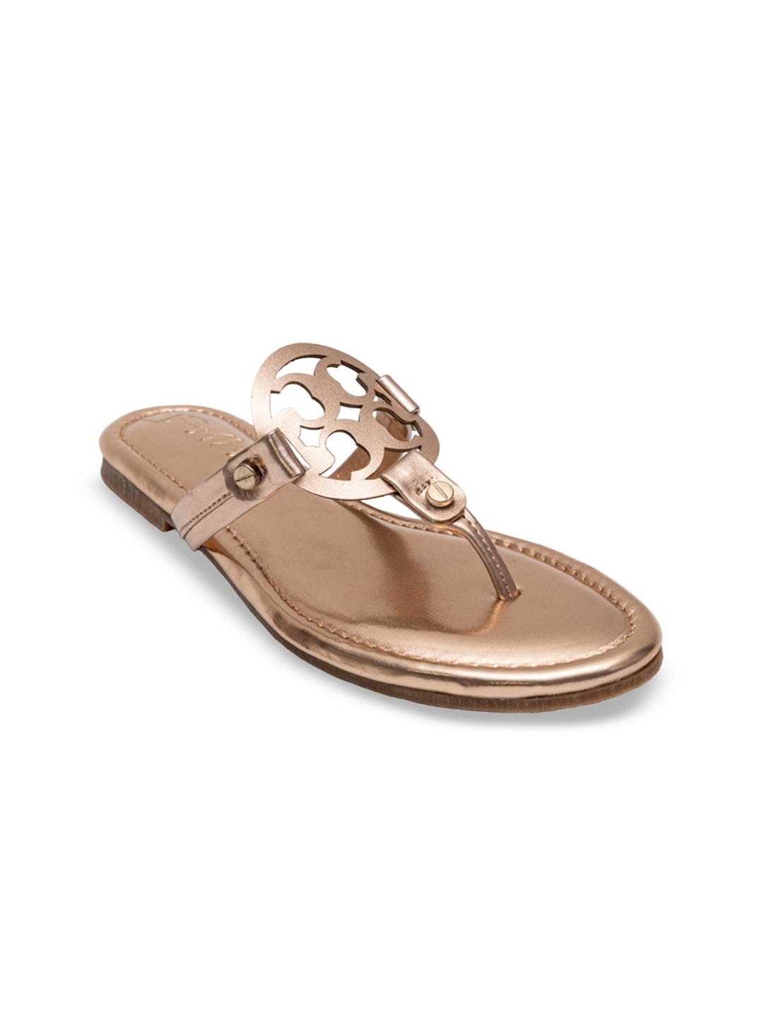 

Dapper Feet-Fancy Nancy Embellished T-Strap Flats, Rose gold