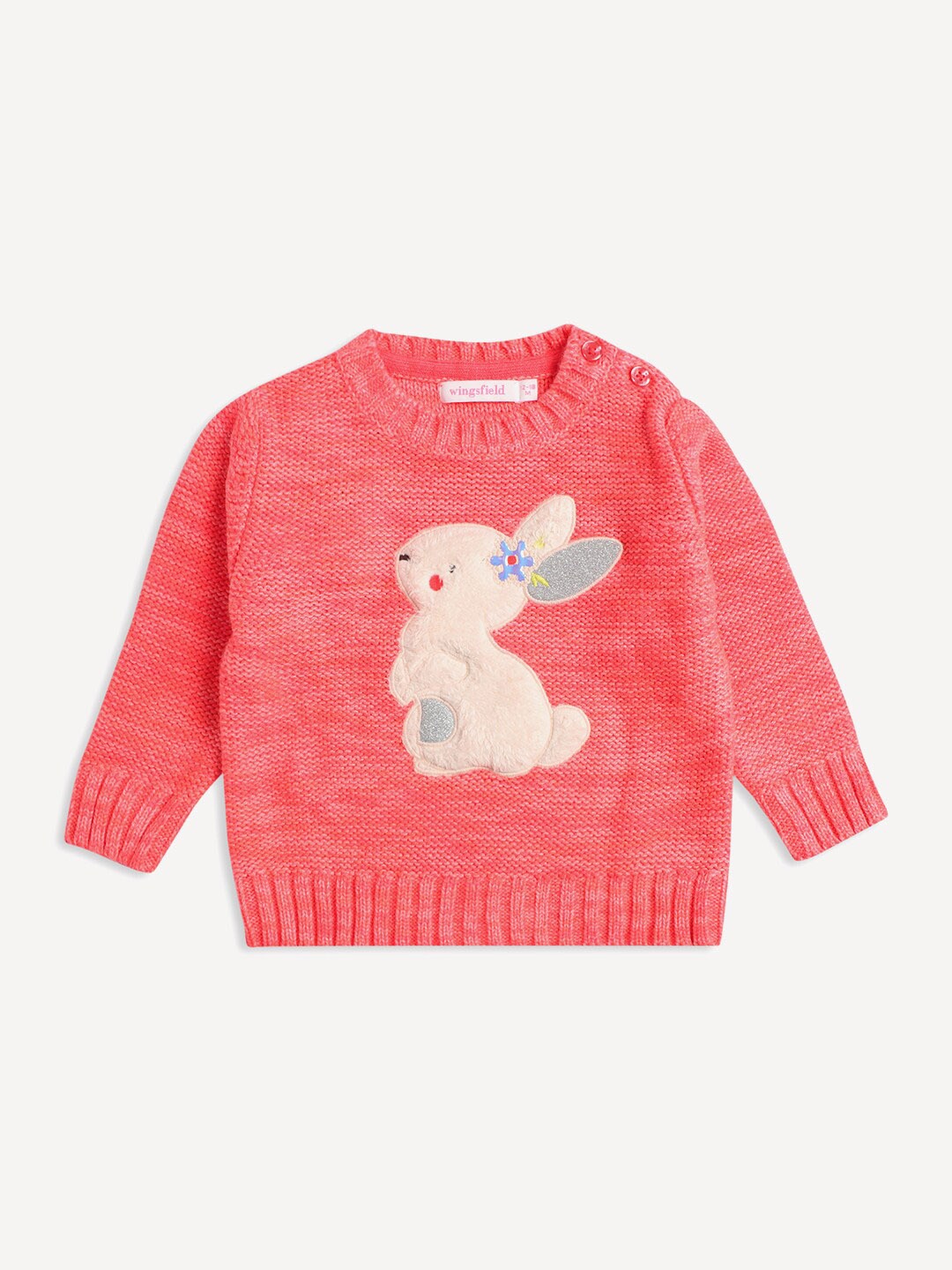 

Wingsfield Girls Applique Detail Acrylic Pullover, Coral