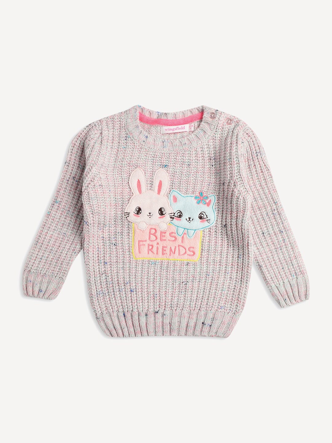

Wingsfield Girls Ribbed Applique Detail Acrylic Pullover, Pink