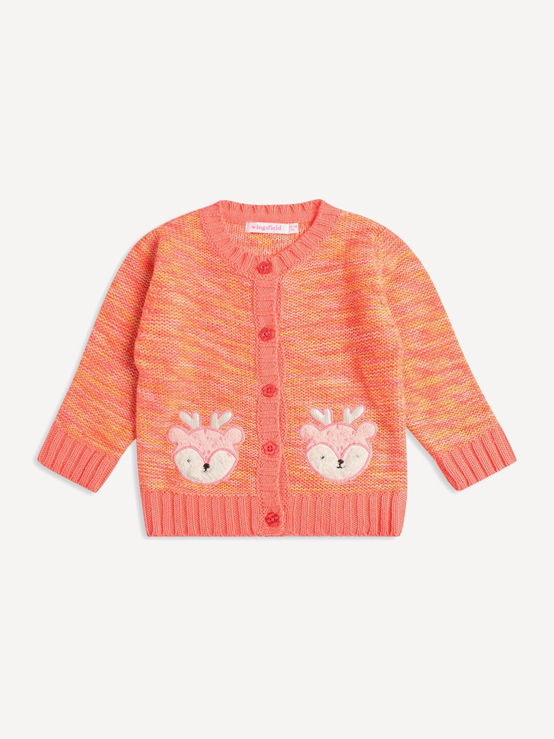 

Wingsfield Girls Applique Detail Cardigan Acrylic Pullover, Orange