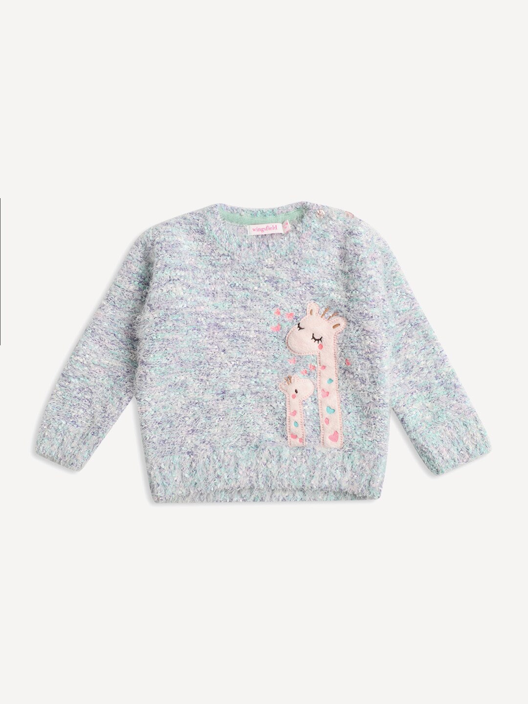 

Wingsfield Girls Self Design Pullover with Acrylic Detail, Purple