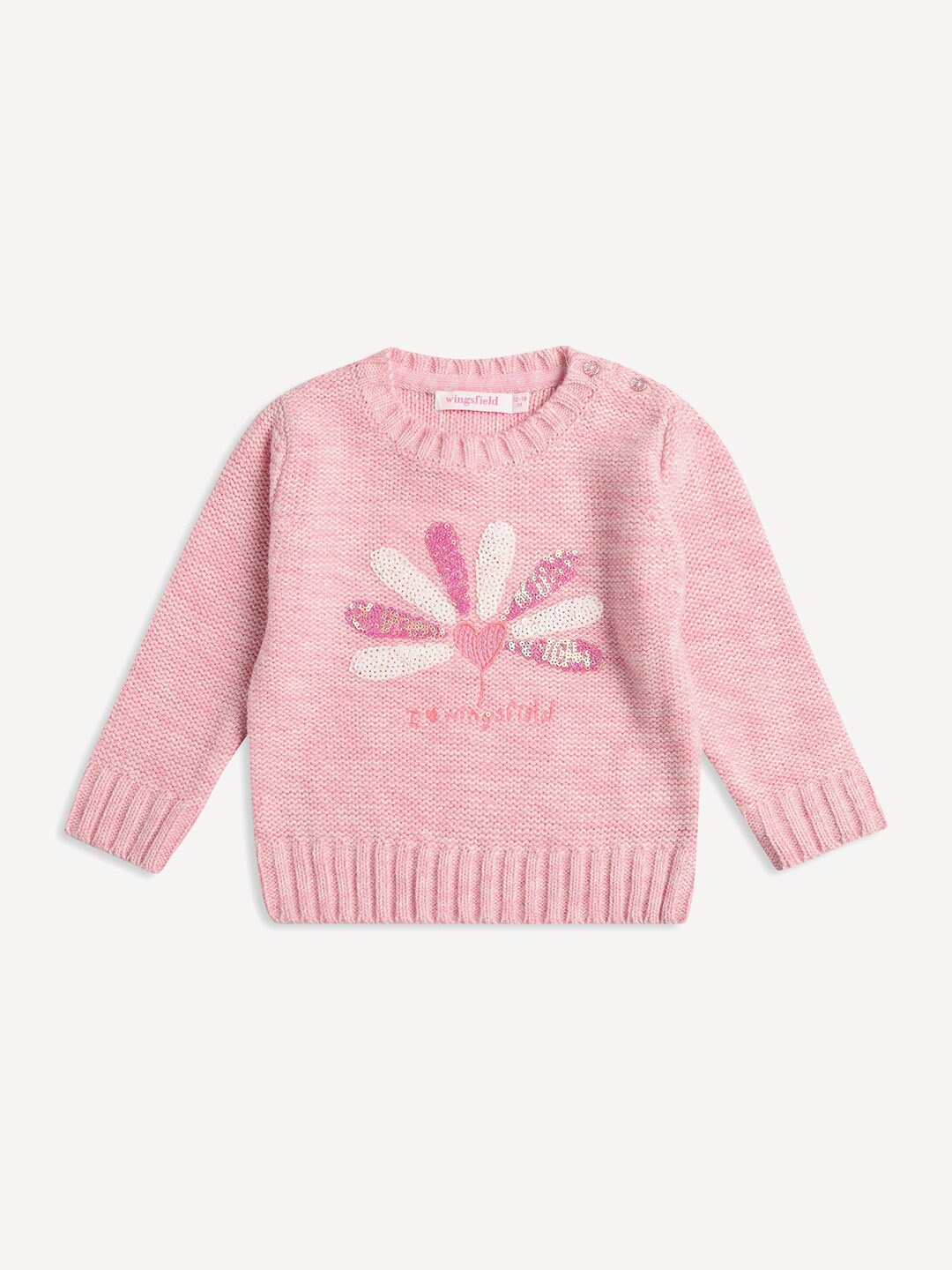 

Wingsfield Girls Embroidered Detail Acrylic Pullover, Pink