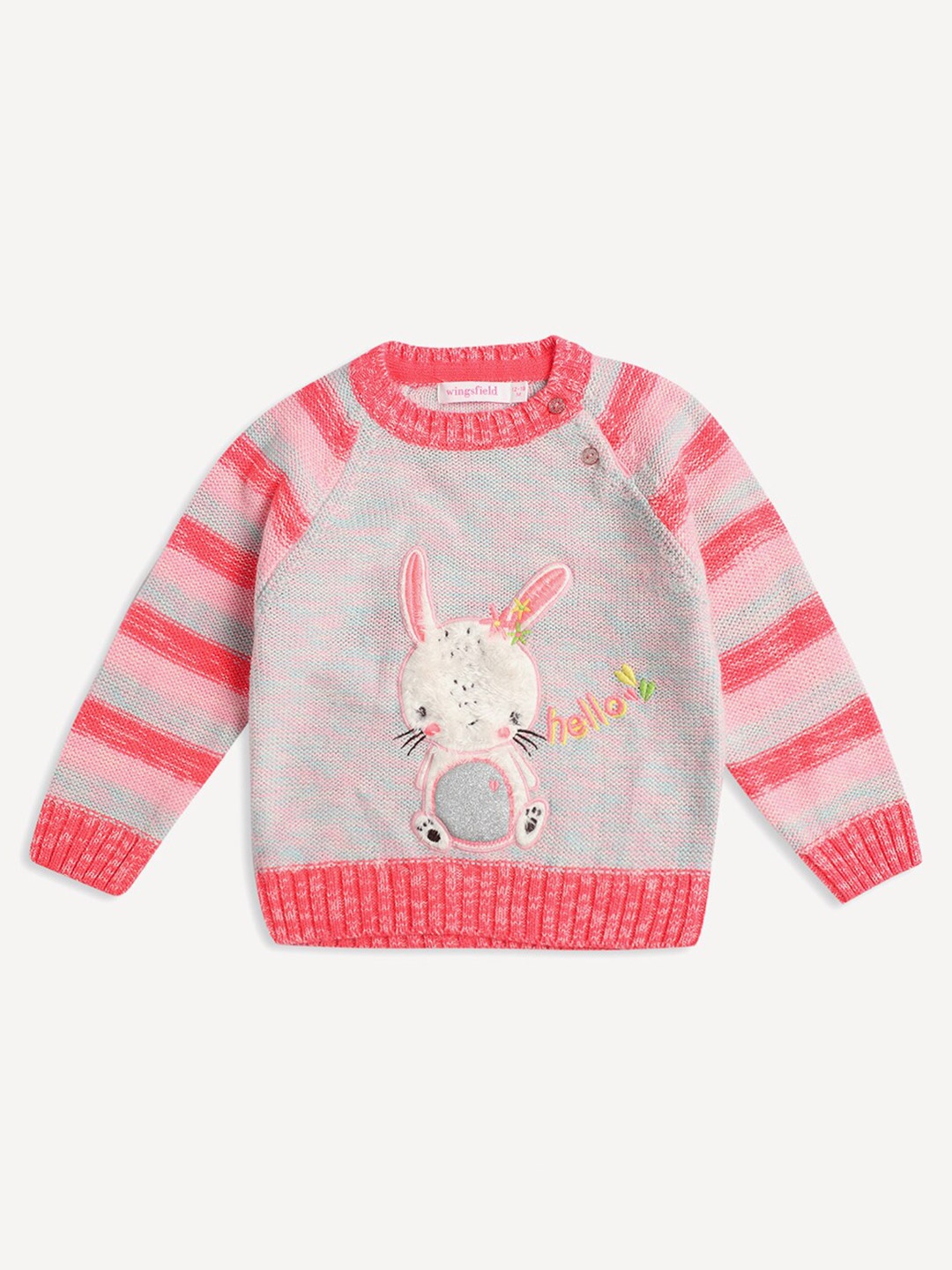 

Wingsfield Girls Embroidered Round Neck Long Sleeve Acrylic Pullover Sweaters, Grey