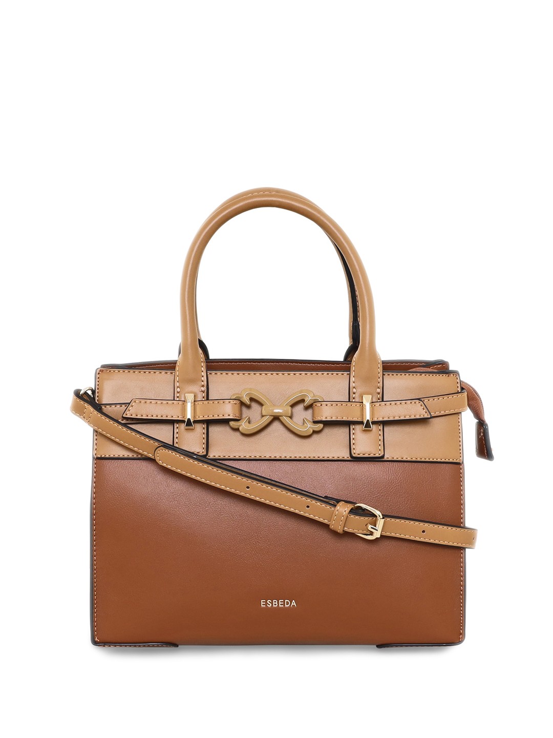 

ESBEDA Structured Satchel Handbag, Tan