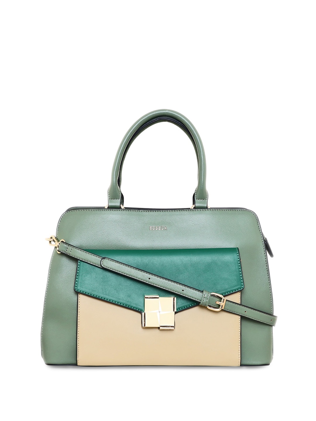 

ESBEDA Colourblocked PU Structured Handheld Bag, Olive