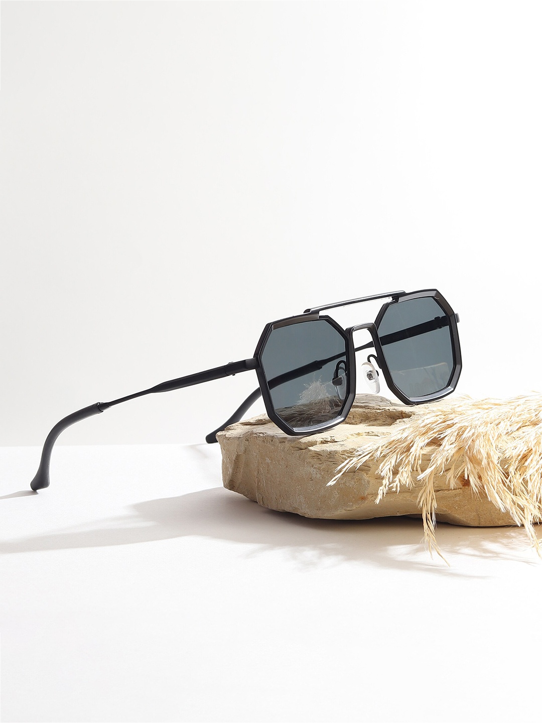 

GARTH Unisex Browline Sunglass with UV Protected Lens GRT_MYBCK_BLK, Black