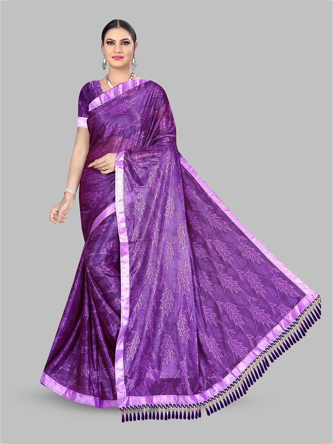 

N N ENTERPRISE Floral Printed Saree, Purple
