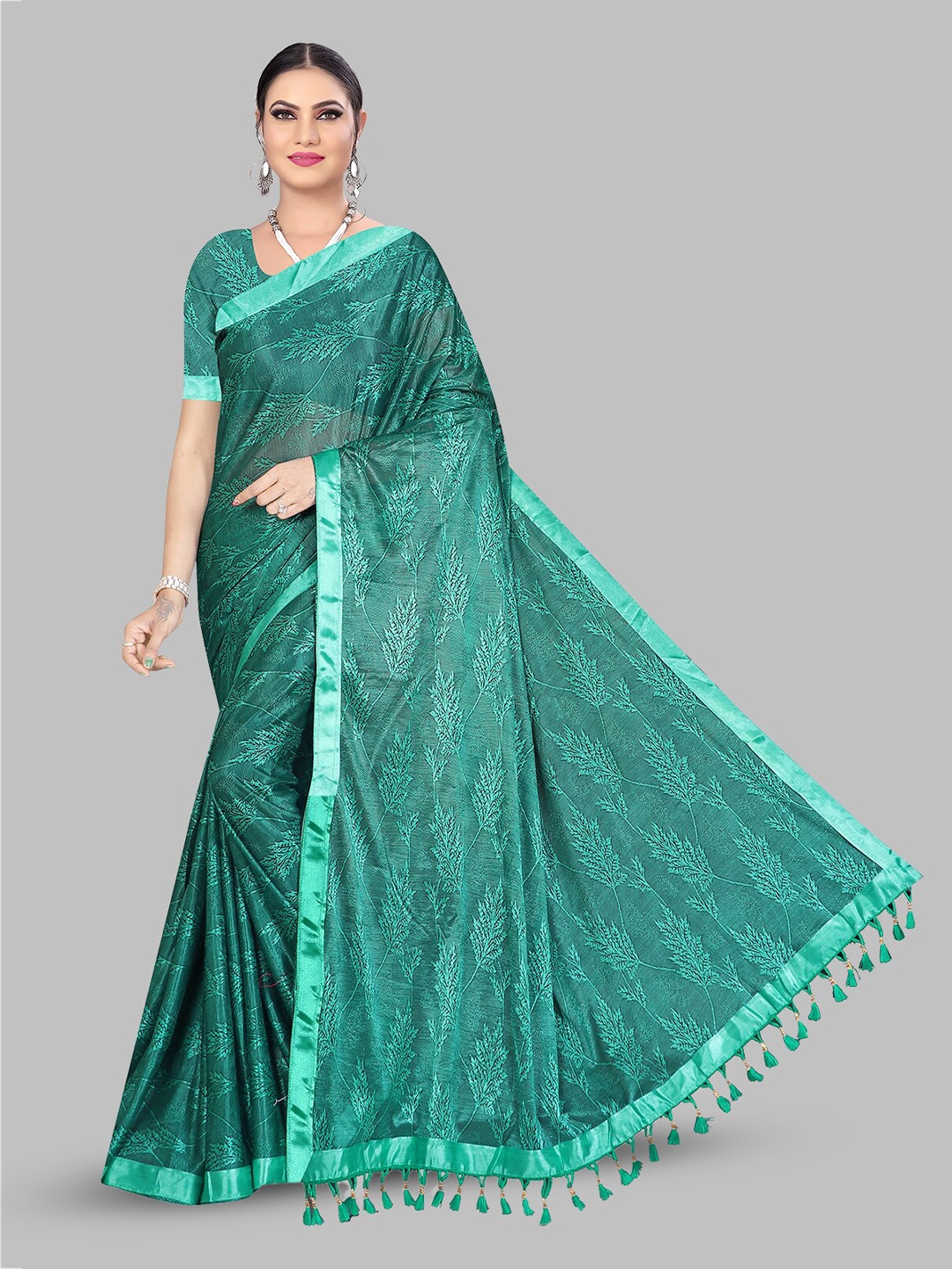 

N N ENTERPRISE Floral Printed Saree, Sea green
