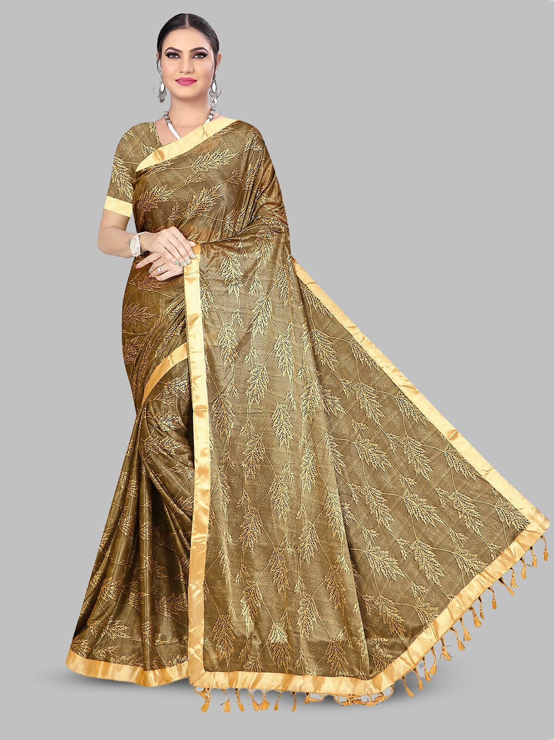 

N N ENTERPRISE Floral Embroidered Leheriya Saree, Cream