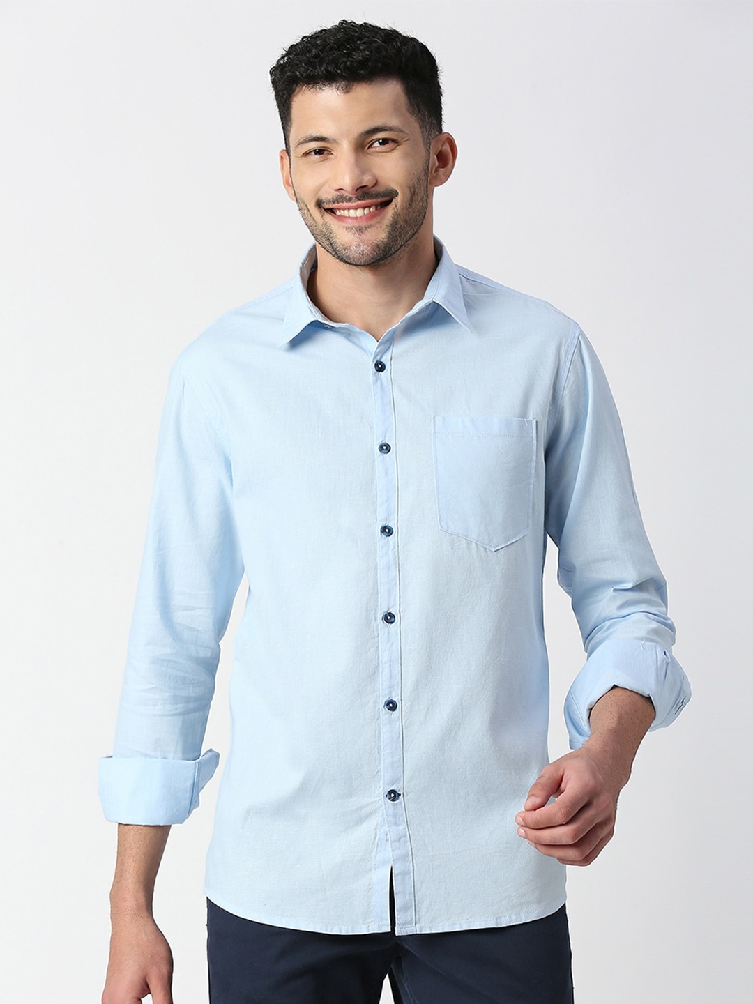 

SNX Tailored Fit Pure Cotton Shirt, Blue