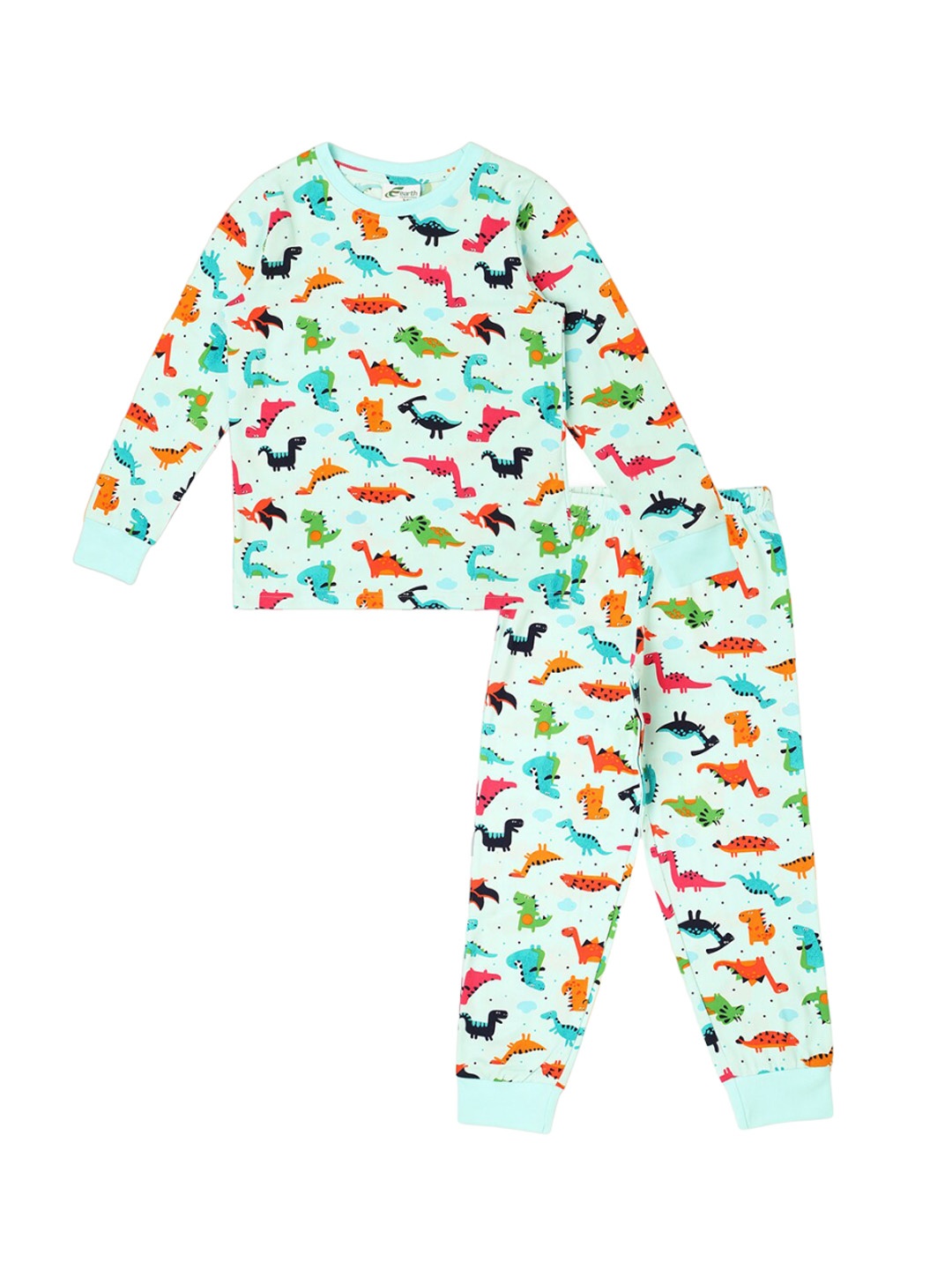 

earth conscious Boys Graphic Printed Pure Cotton Night suit, Sea green