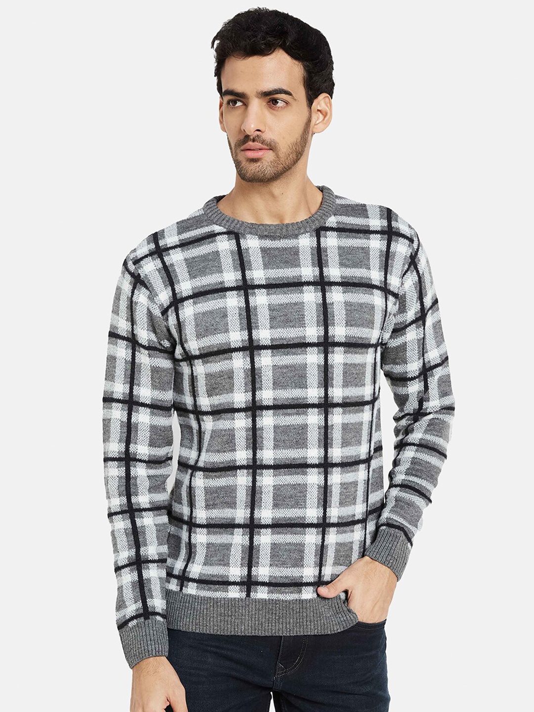 

METTLE Checked Acrylic Pullover, Grey