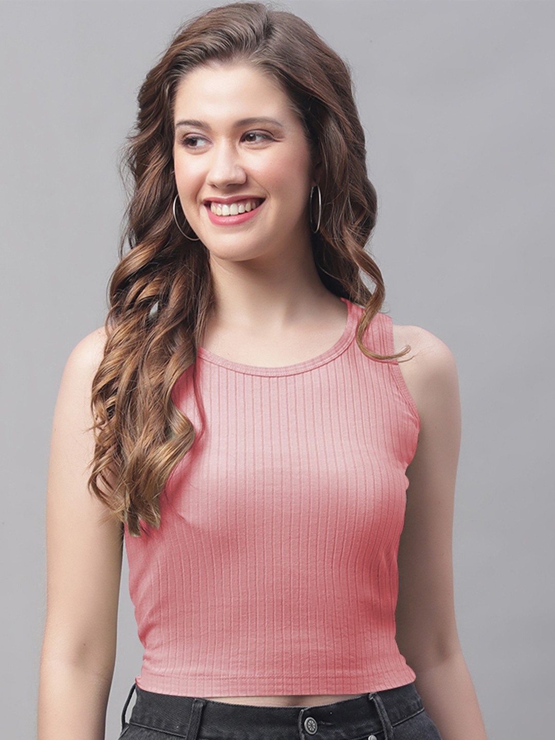 

Friskers Coral Striped Top