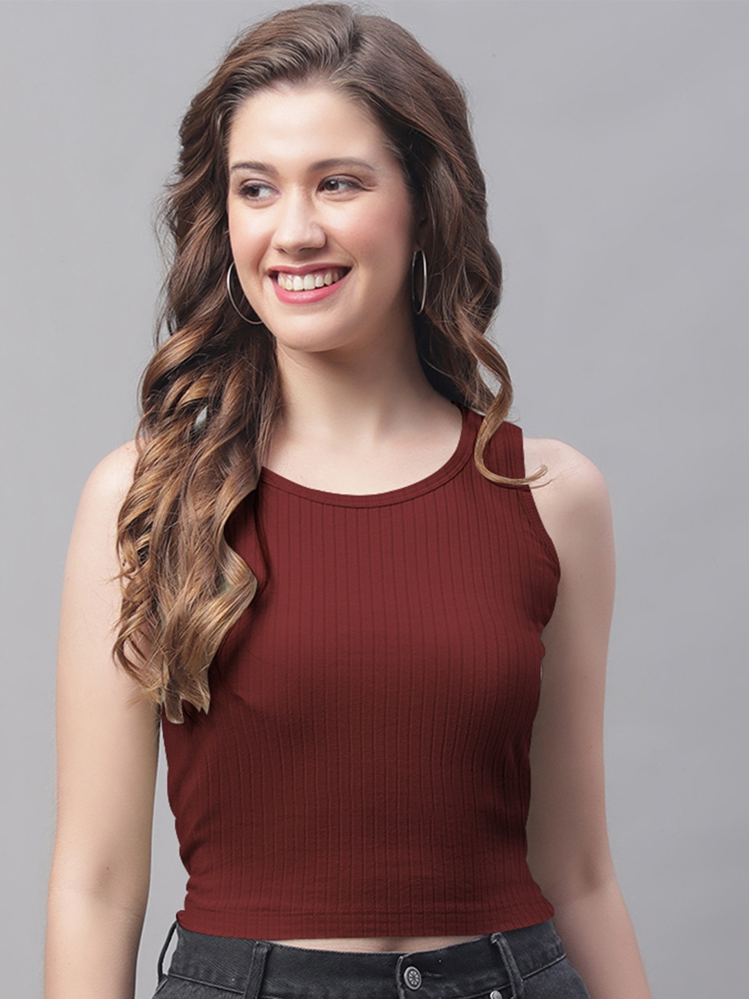 

Friskers Maroon Fitted Top