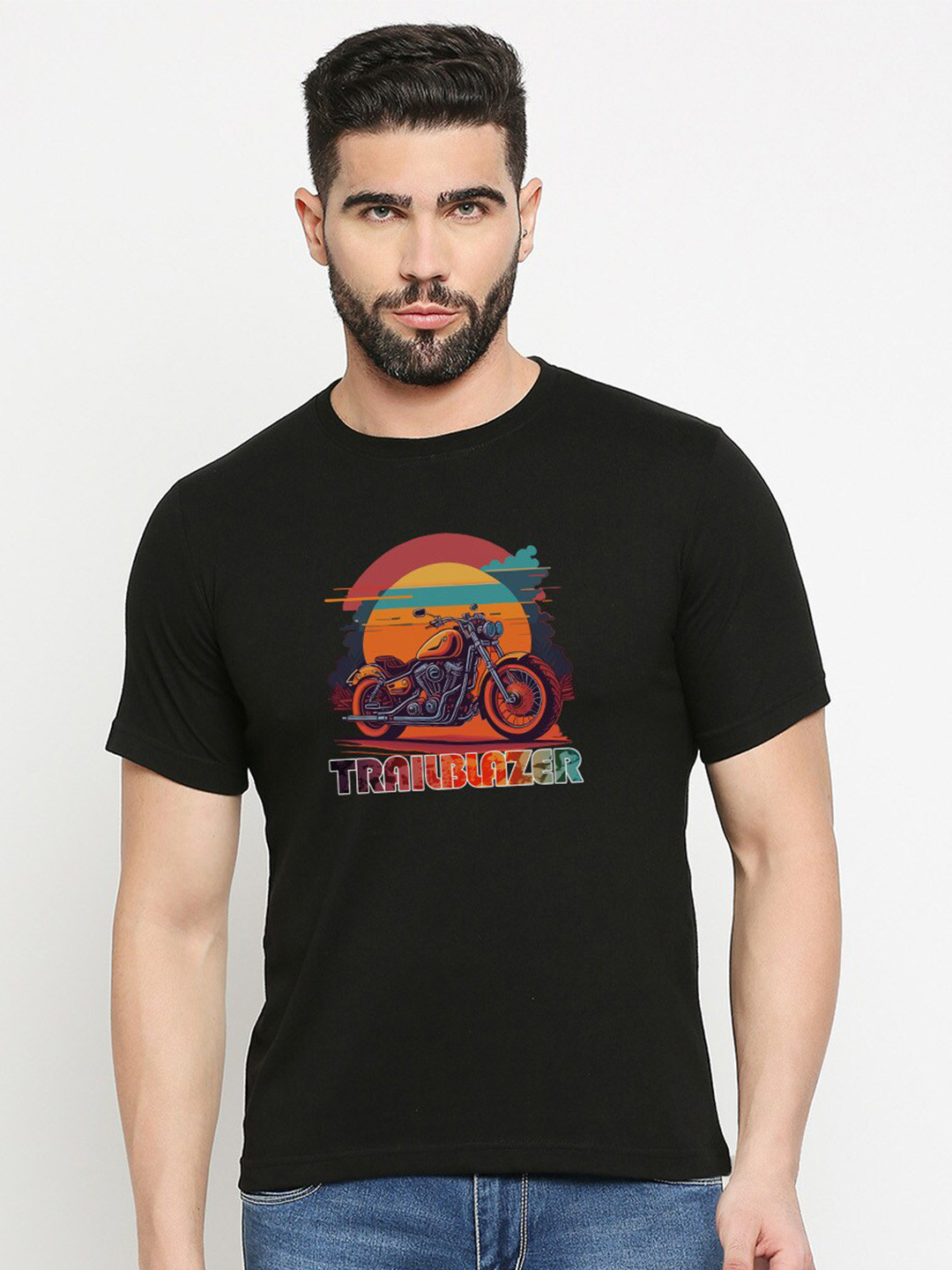

MOD ECRU Graphic Printed Cotton T-Shirt, Black